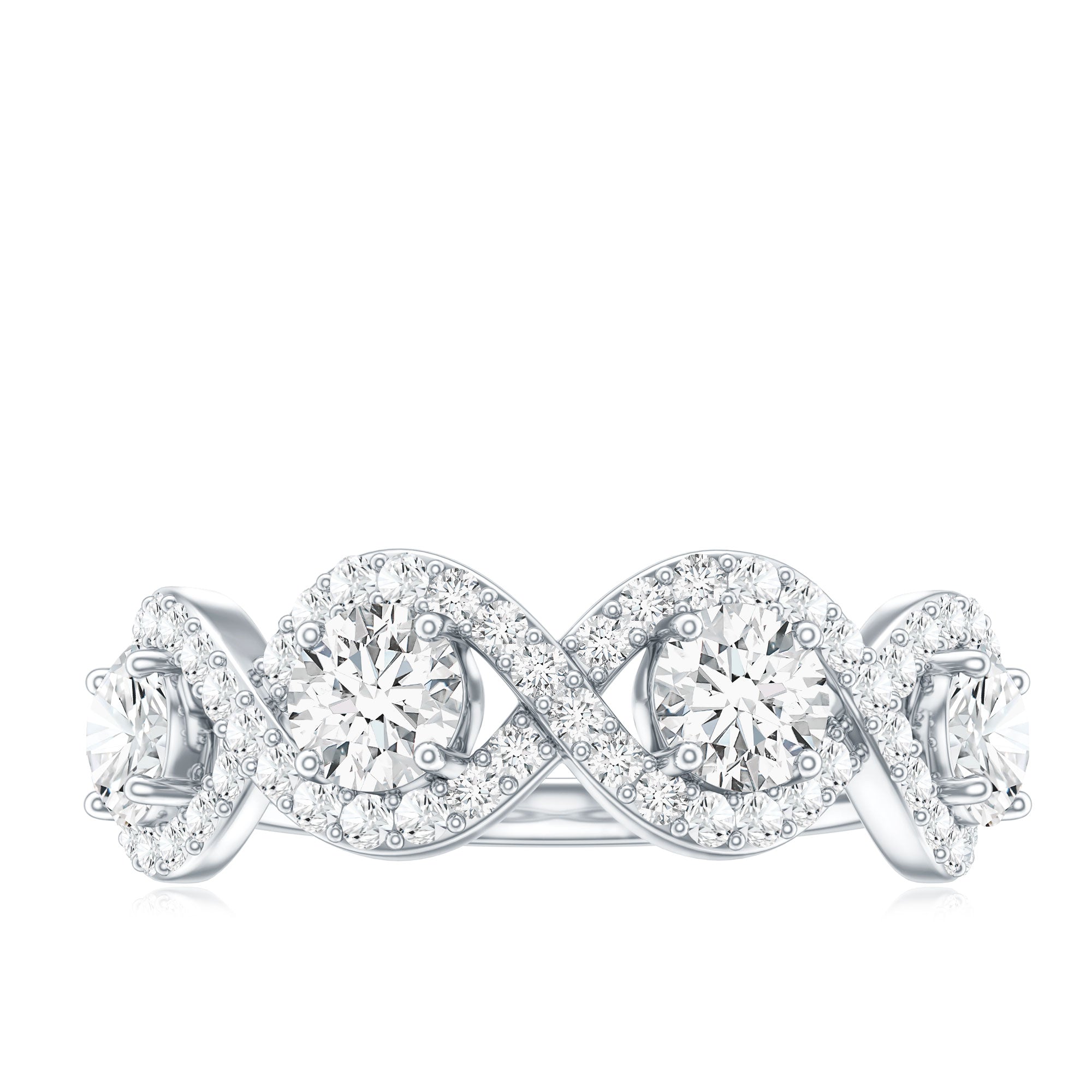 Cubic Zirconia Braided Half Eternity Band Ring AAAA - Rosec Jewels