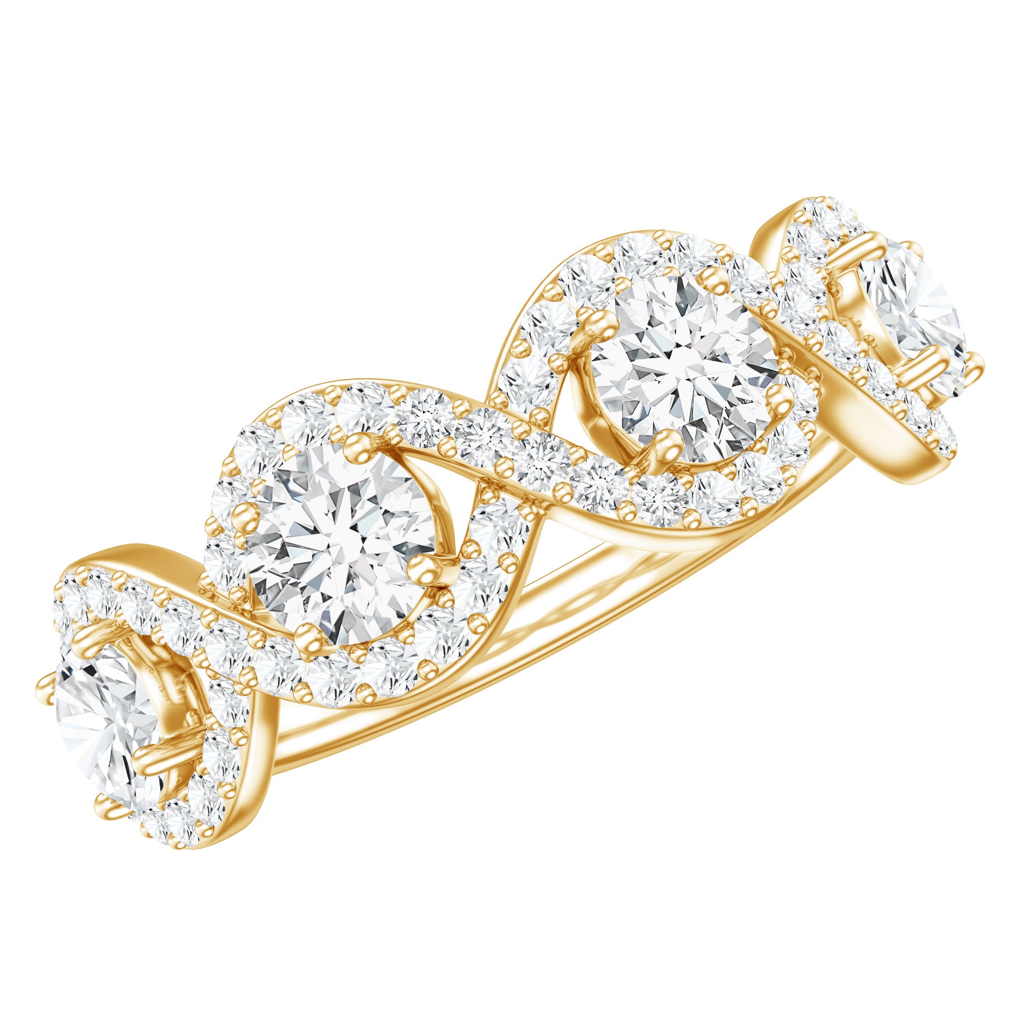 Cubic Zirconia Braided Half Eternity Band Ring AAAA - Rosec Jewels