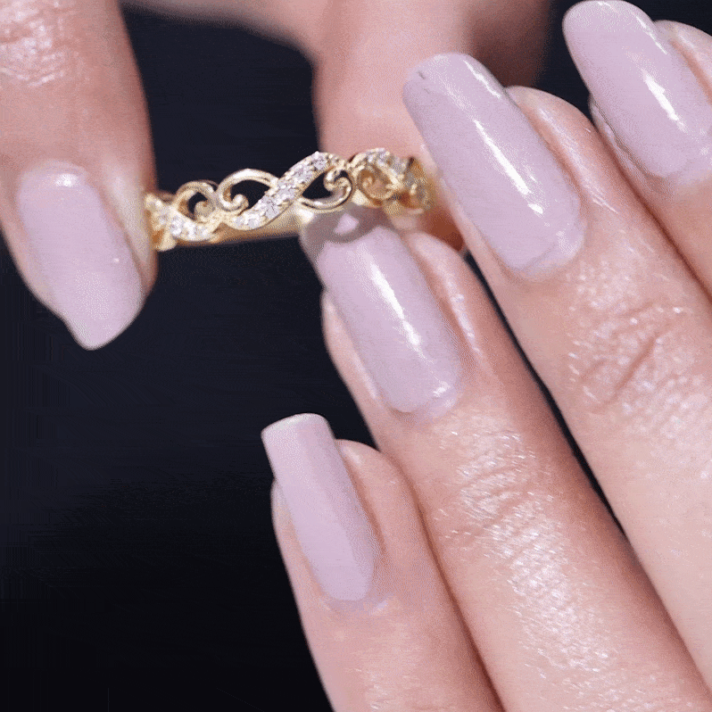Vintage Inspired Moissanite Infinity Wedding Band Ring D-VS1 - Rosec Jewels