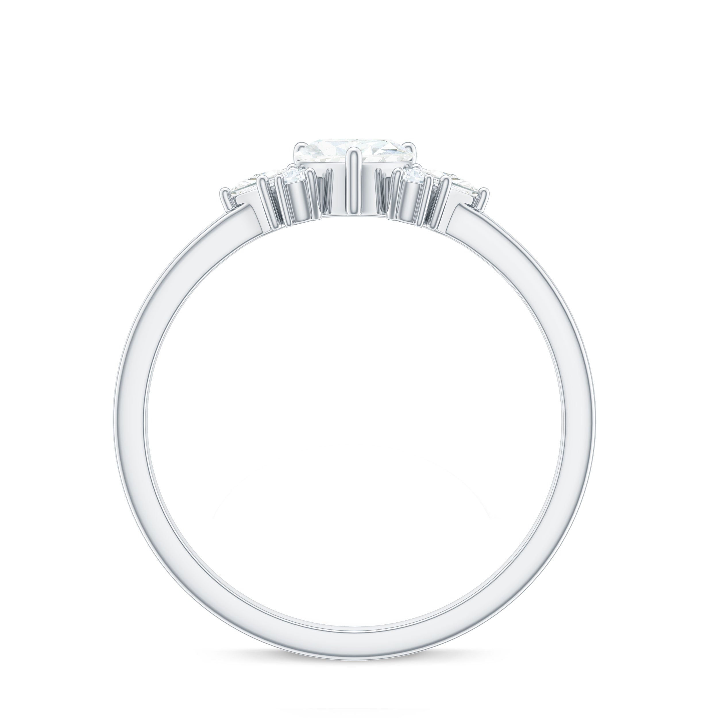 Rosec Jewels-Heart Shape Moissanite Engagement Ring with Cluster Stones