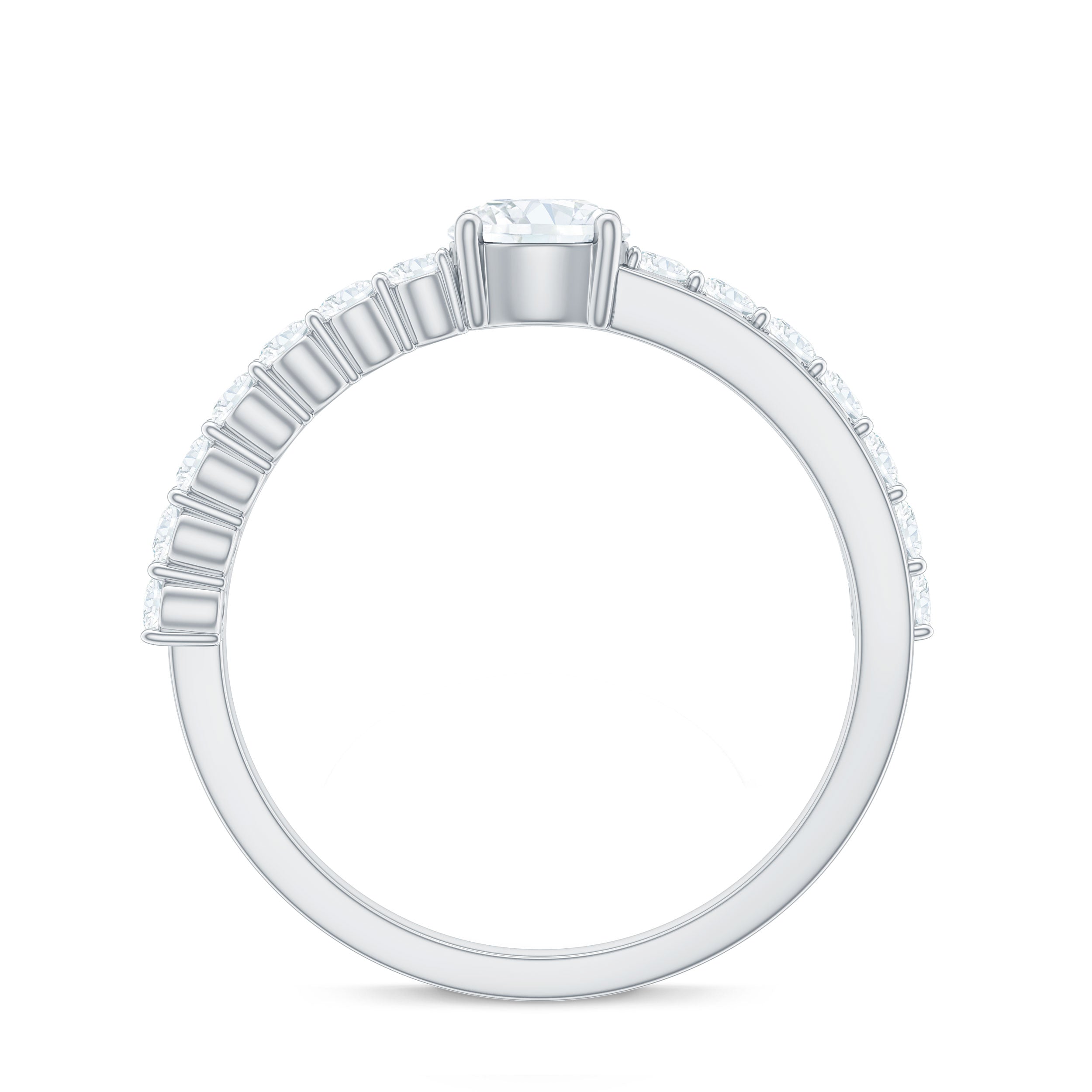 1 CT Round Cut Cubic Zirconia Promise Ring in Prong Setting AAAA - Rosec Jewels
