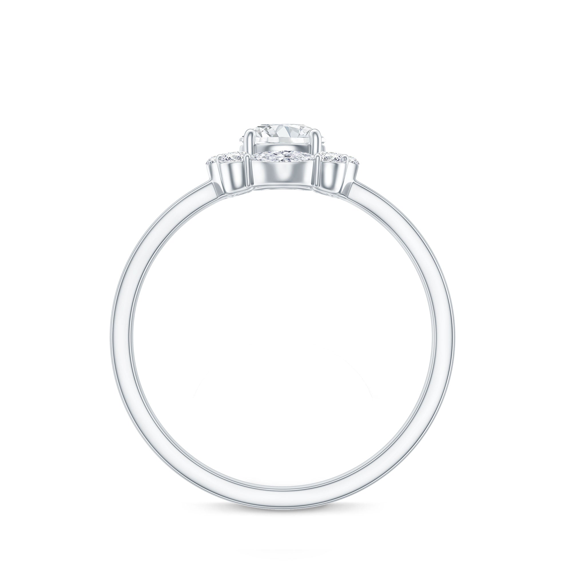 Round Moissanite Halo Engagement Ring for Women D-VS1 - Rosec Jewels