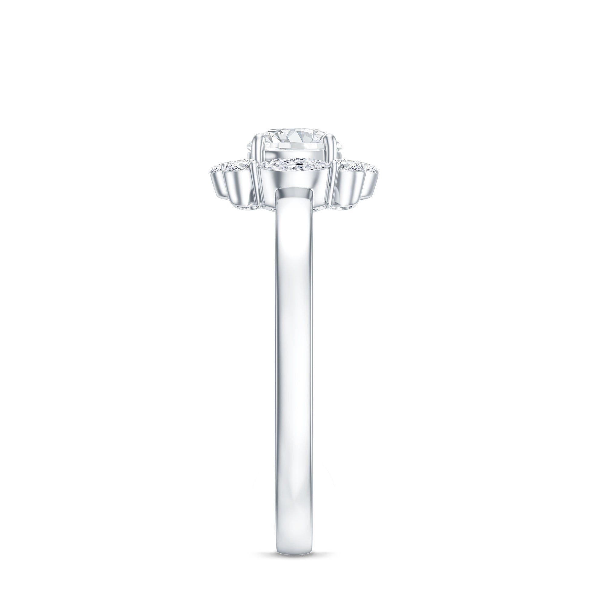 Round Moissanite Halo Engagement Ring for Women D-VS1 - Rosec Jewels