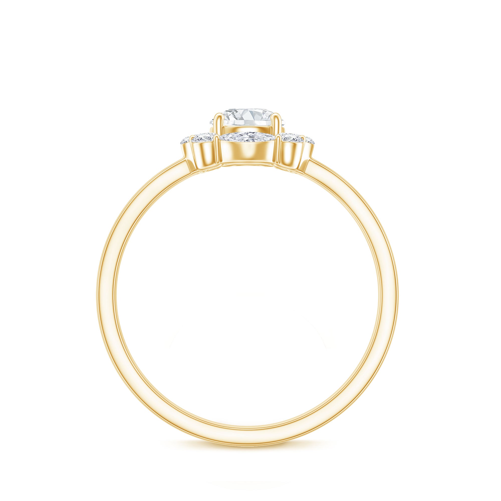 Round Moissanite Halo Engagement Ring for Women D-VS1 - Rosec Jewels