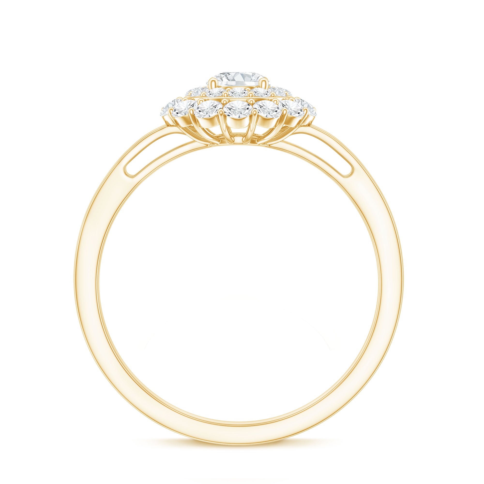 Certified Round Moissanite Double Halo Engagement Ring D-VS1 - Rosec Jewels