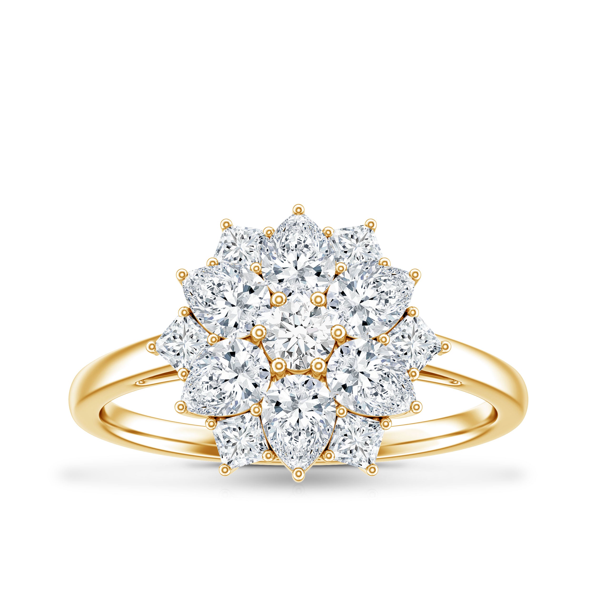 Womens Moissanite Flower Engagement Ring with Certificate D-VS1 - Rosec Jewels