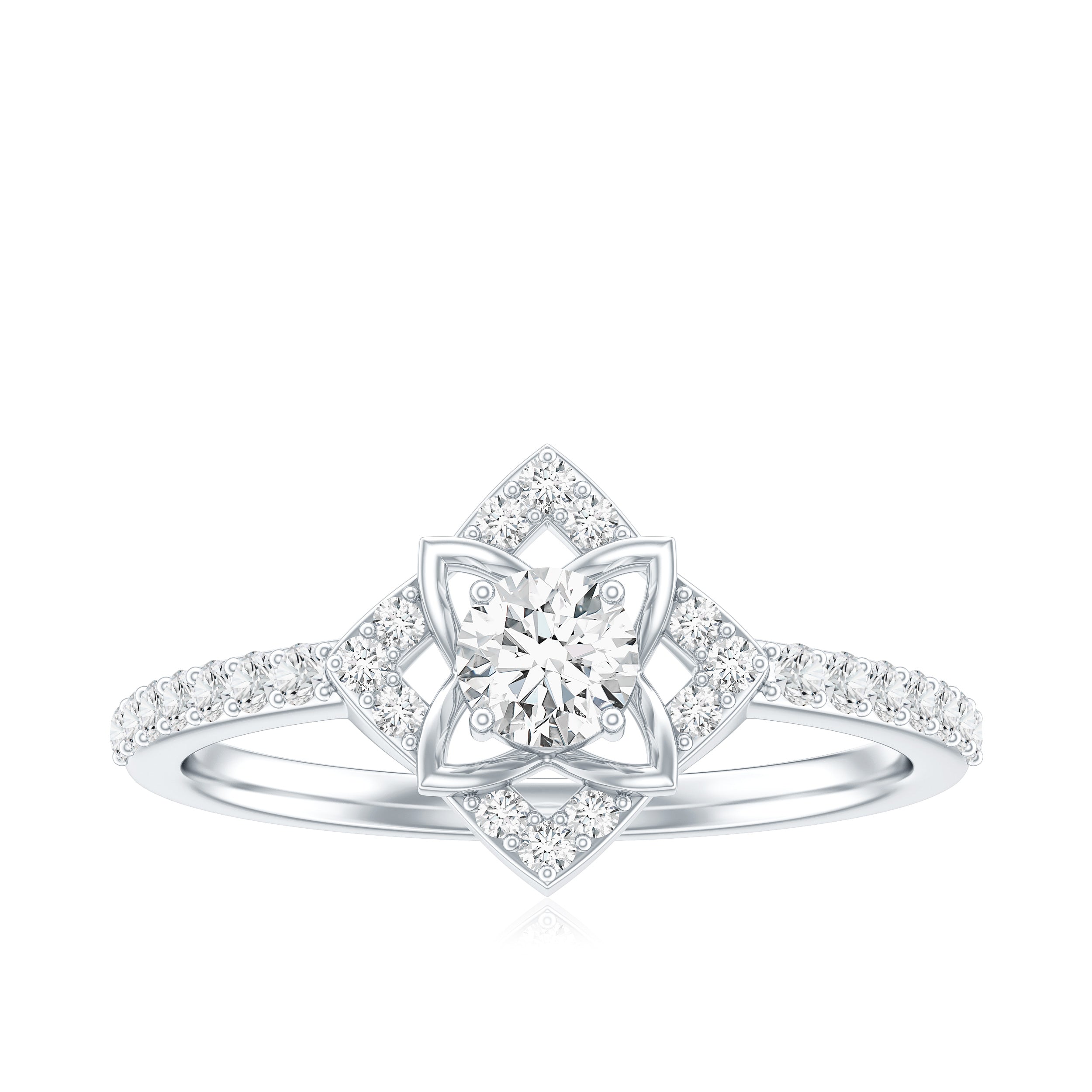 Certified Moissanite Floral Engagement Ring For Her D-VS1 - Rosec Jewels