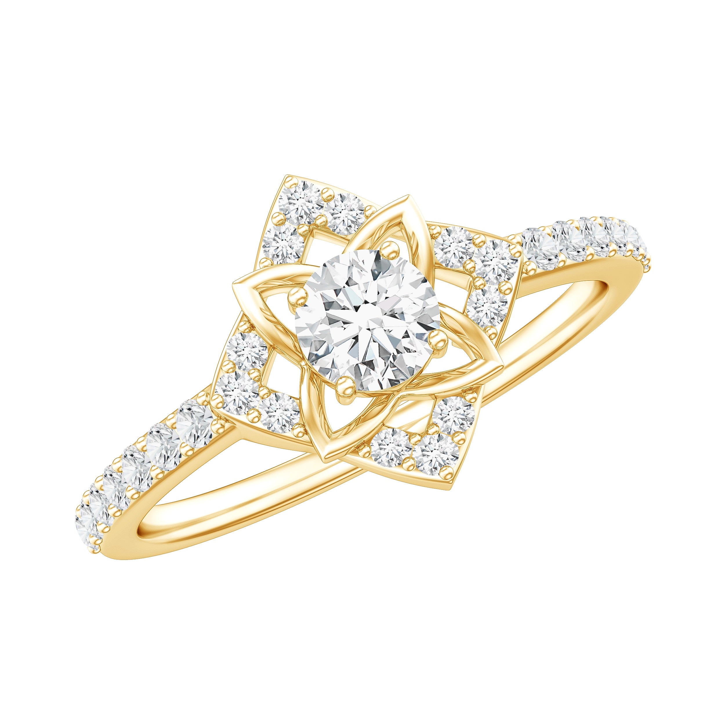 Certified Moissanite Floral Engagement Ring For Her D-VS1 - Rosec Jewels