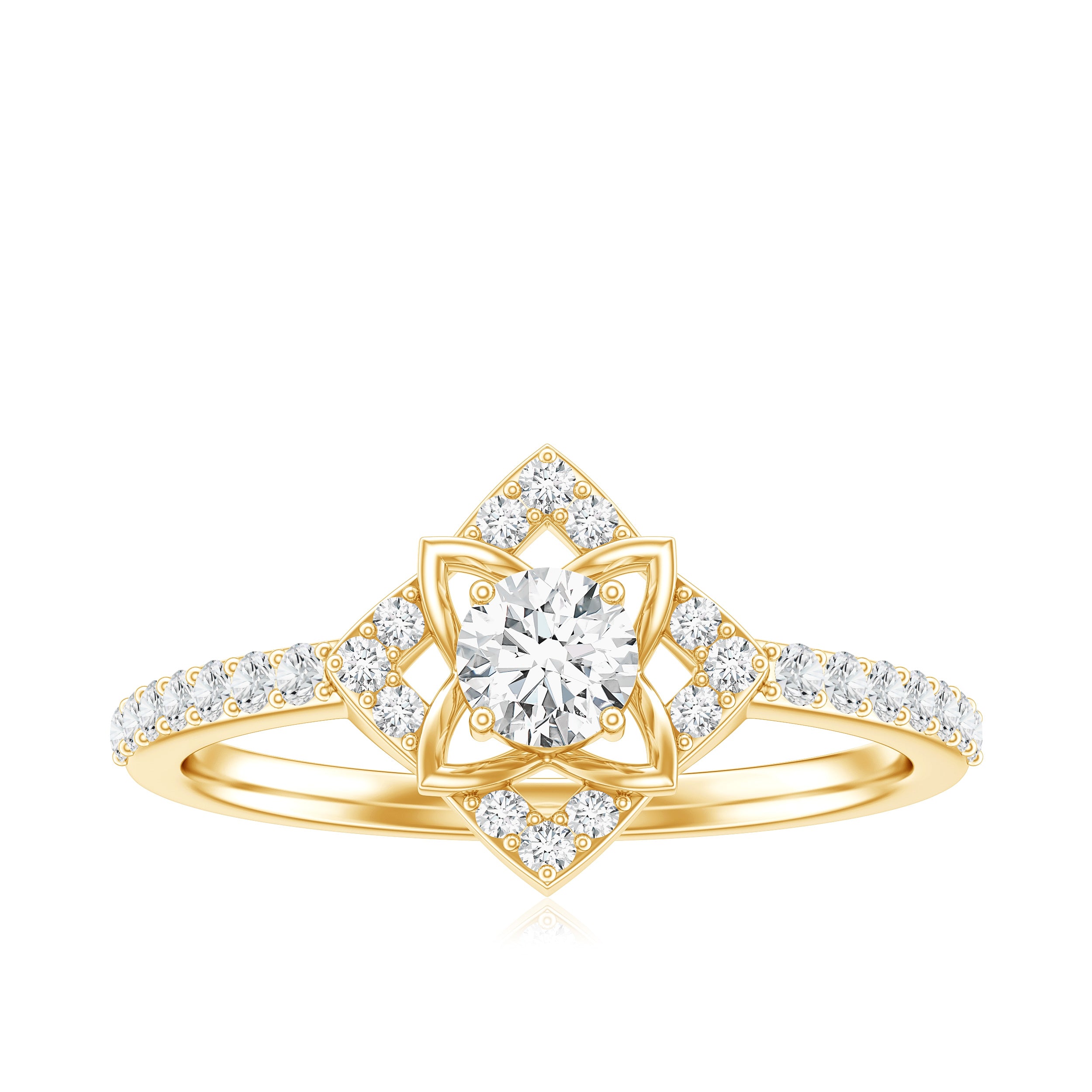 Certified Moissanite Floral Engagement Ring For Her D-VS1 - Rosec Jewels