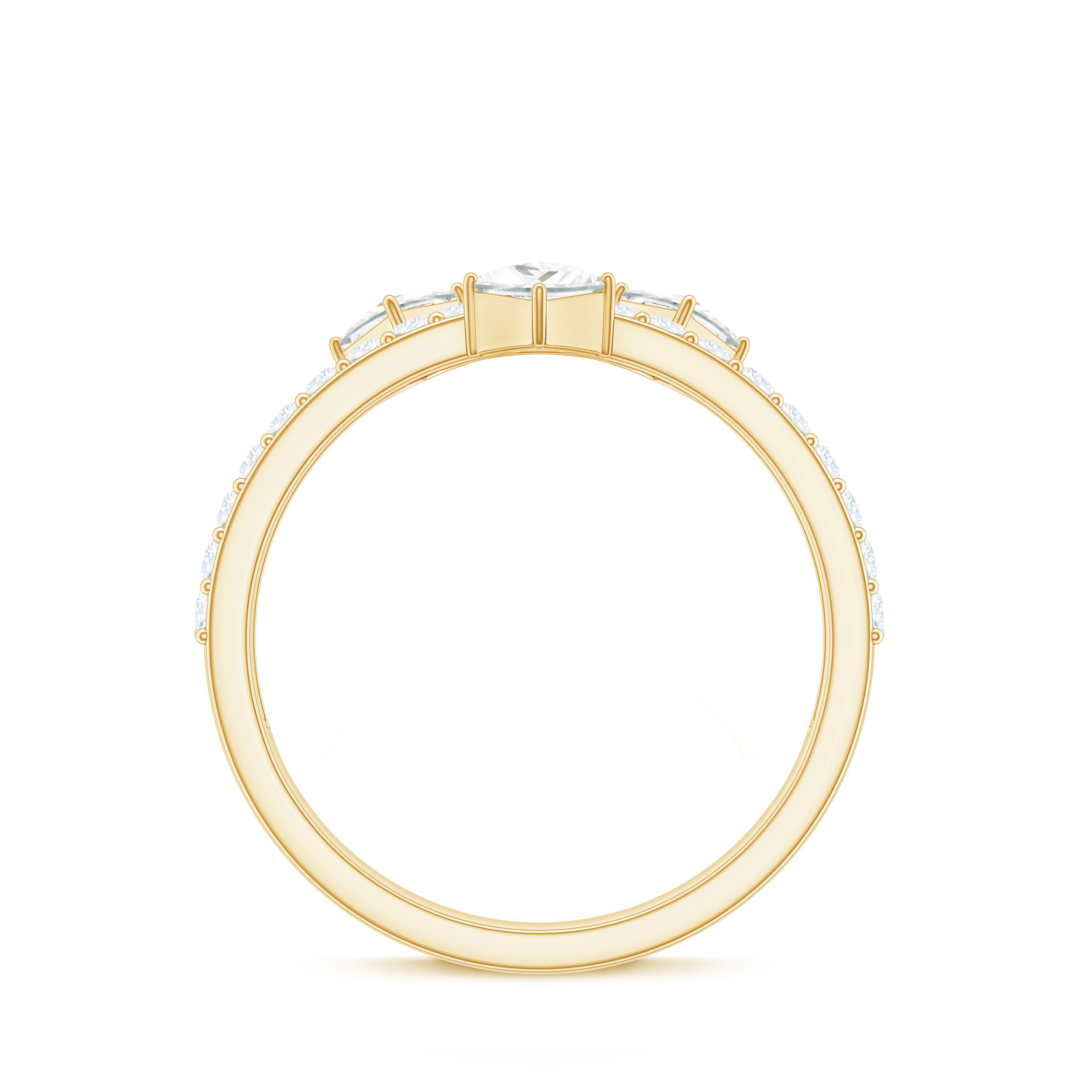 Princess and Round Cut Moissanite Designer Wedding Band D-VS1 - Rosec Jewels