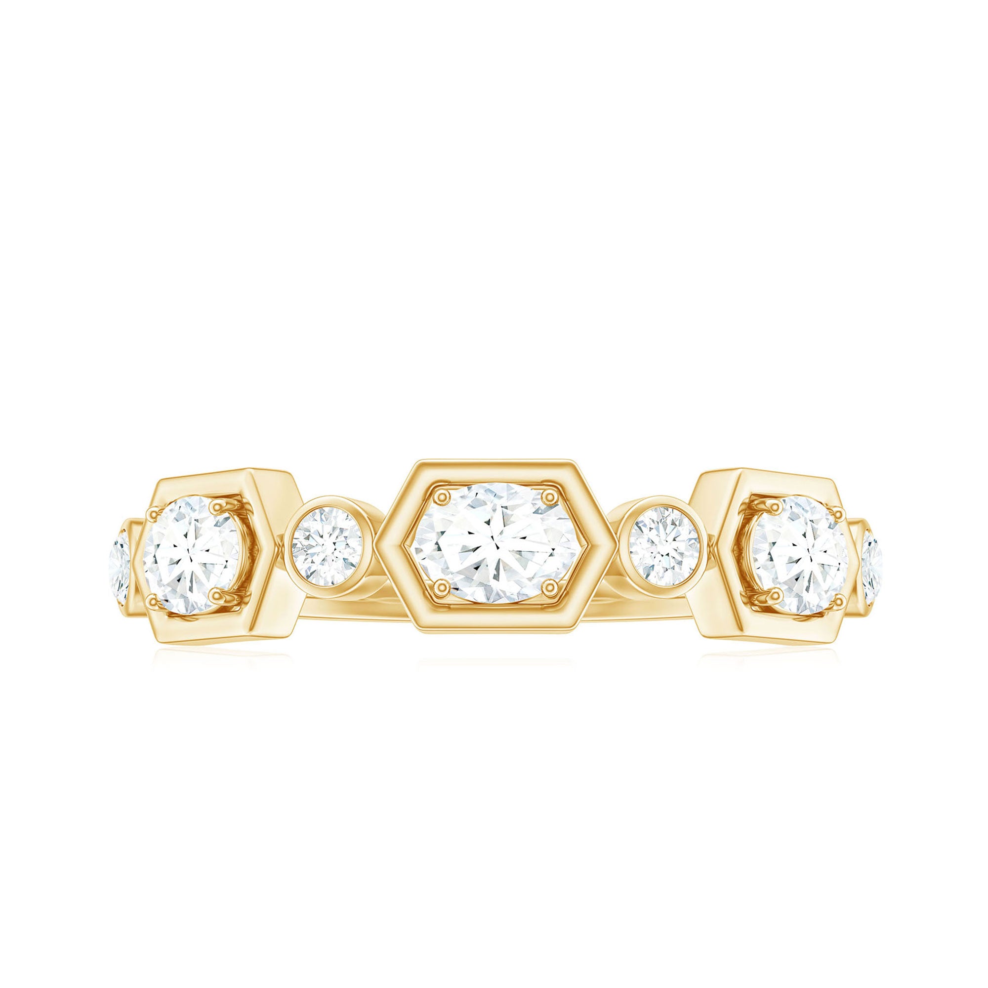 Rosec Jewels-Oval and Round Certified Moissanite Half Eternity Ring