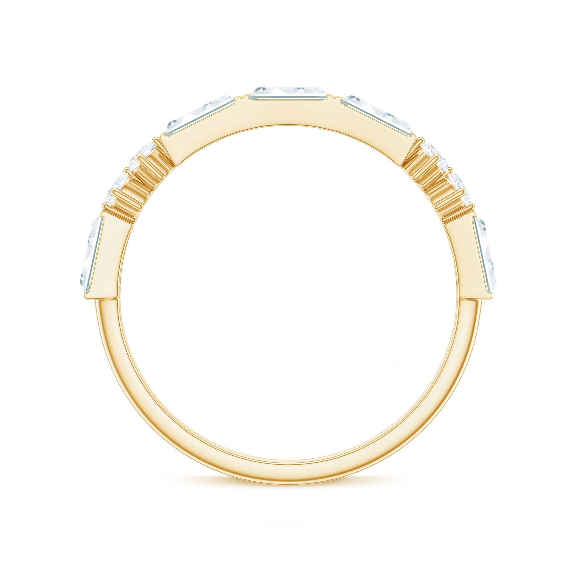 Baguette Cut Moissanite Minimalist Half Eternity Ring D-VS1 - Rosec Jewels