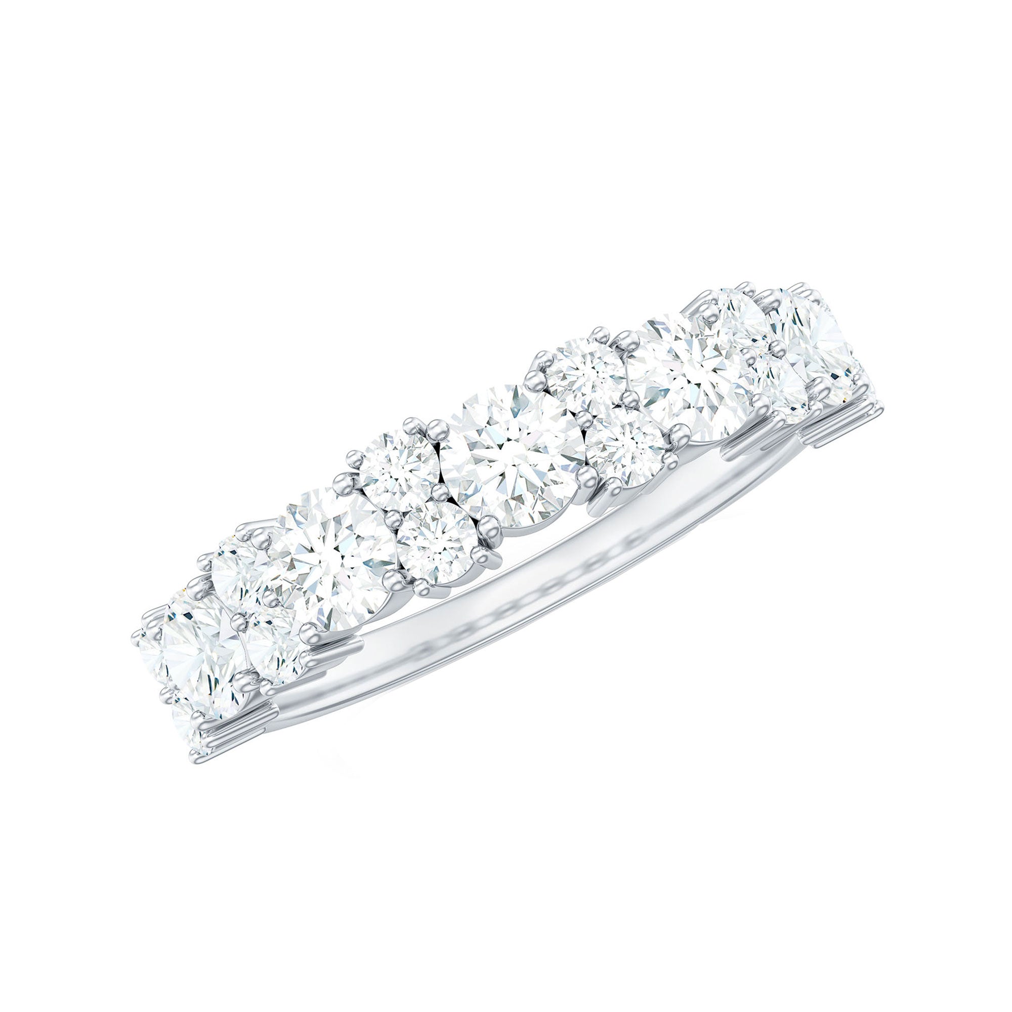 Moissanite Half Eternity Wedding Band with Certificate