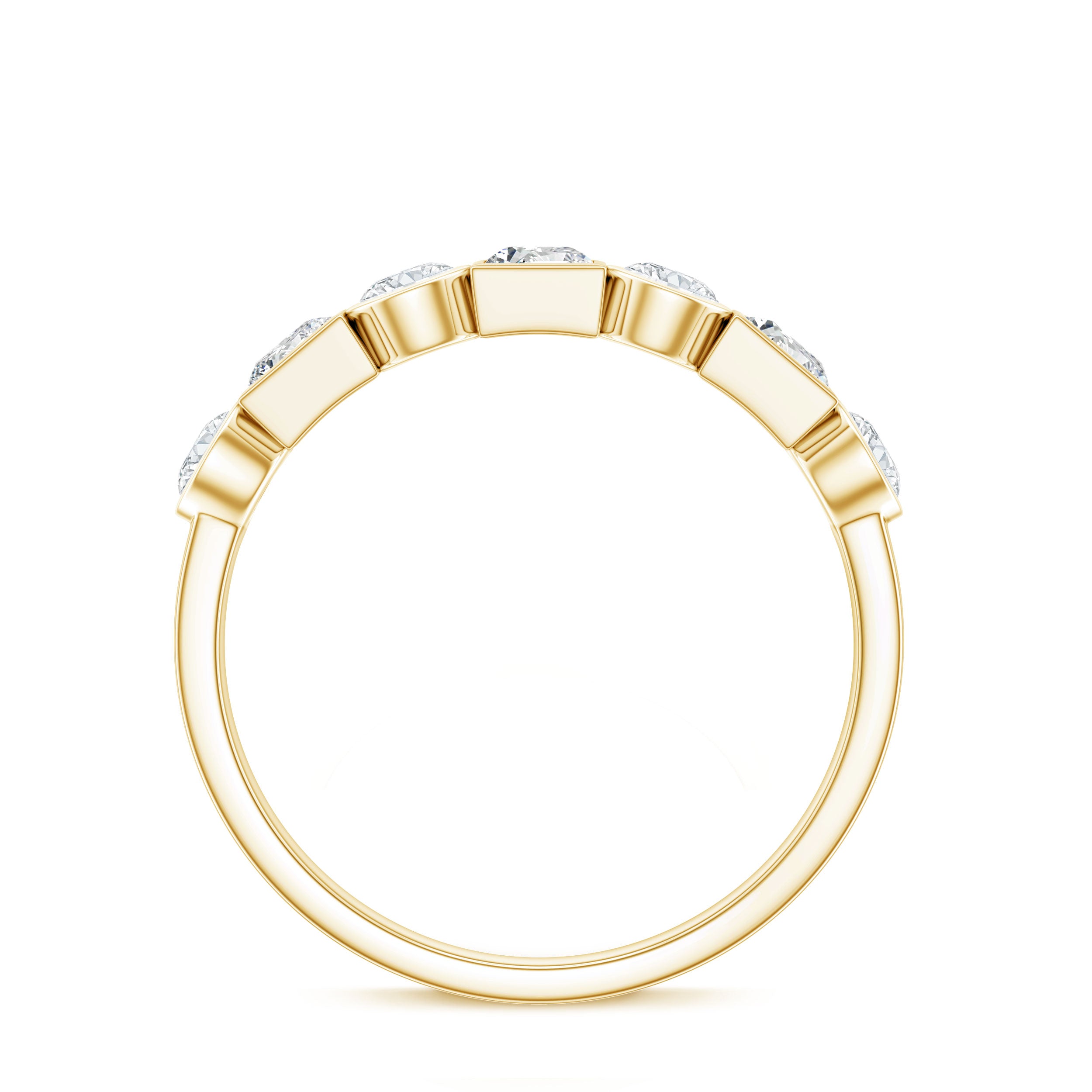 Alternate Bezel Set Moissanite Half Eternity Band Ring D-VS1 - Rosec Jewels