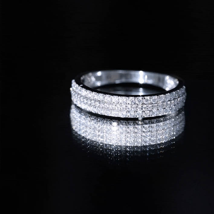 Round Cut Certified Moissanite Wedding Band D-VS1 - Rosec Jewels