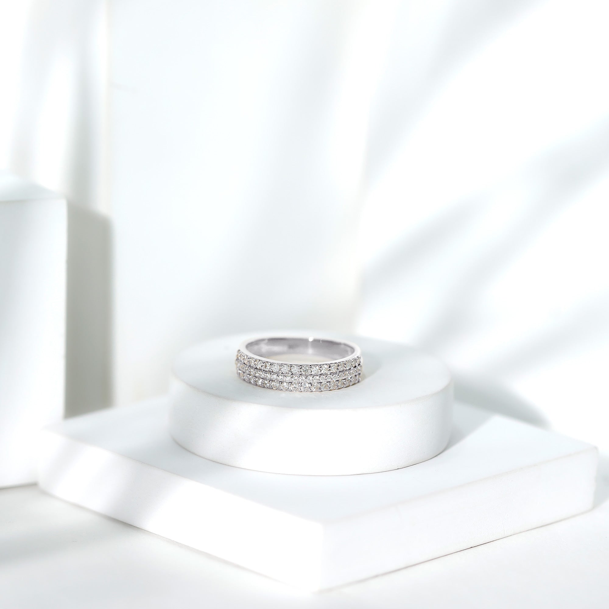 Round Cut Certified Moissanite Wedding Band D-VS1 - Rosec Jewels