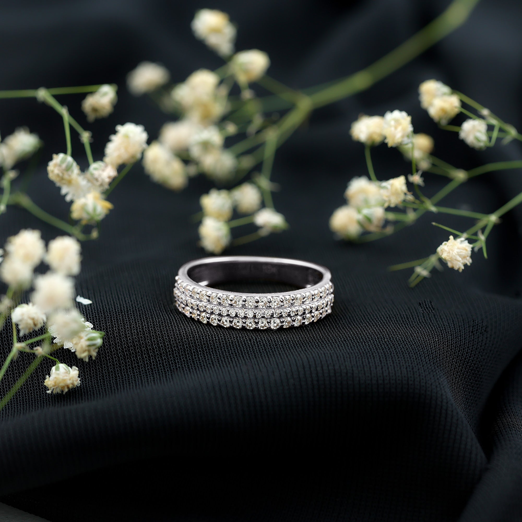 Round Cut Certified Moissanite Wedding Band D-VS1 - Rosec Jewels