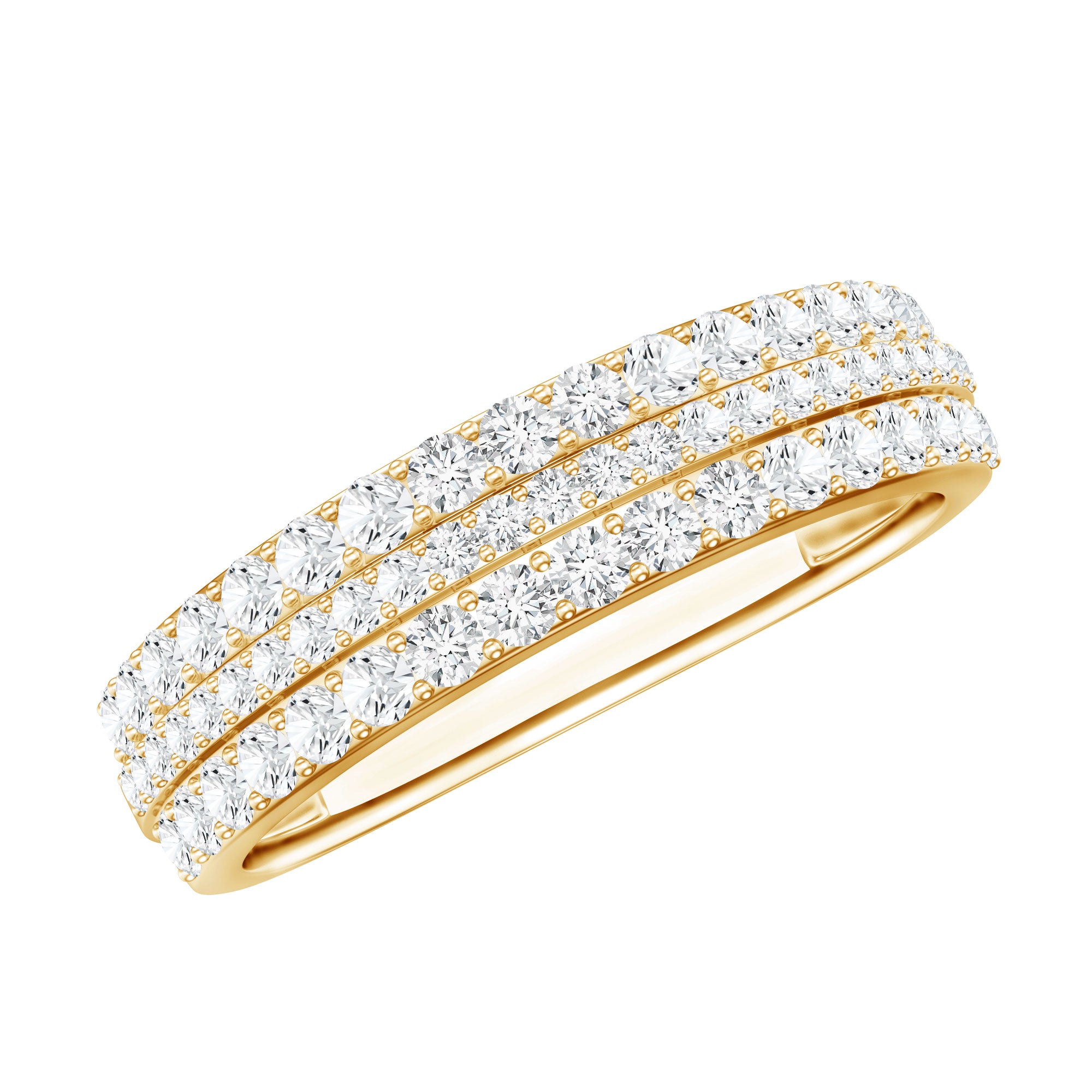 Round Cut Certified Moissanite Wedding Band D-VS1 - Rosec Jewels