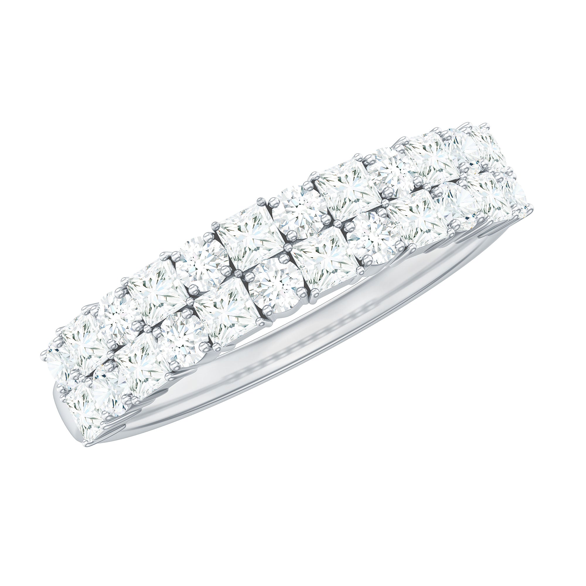 Rosec Jewels-Double Row Moissanite Eternity Wedding Band