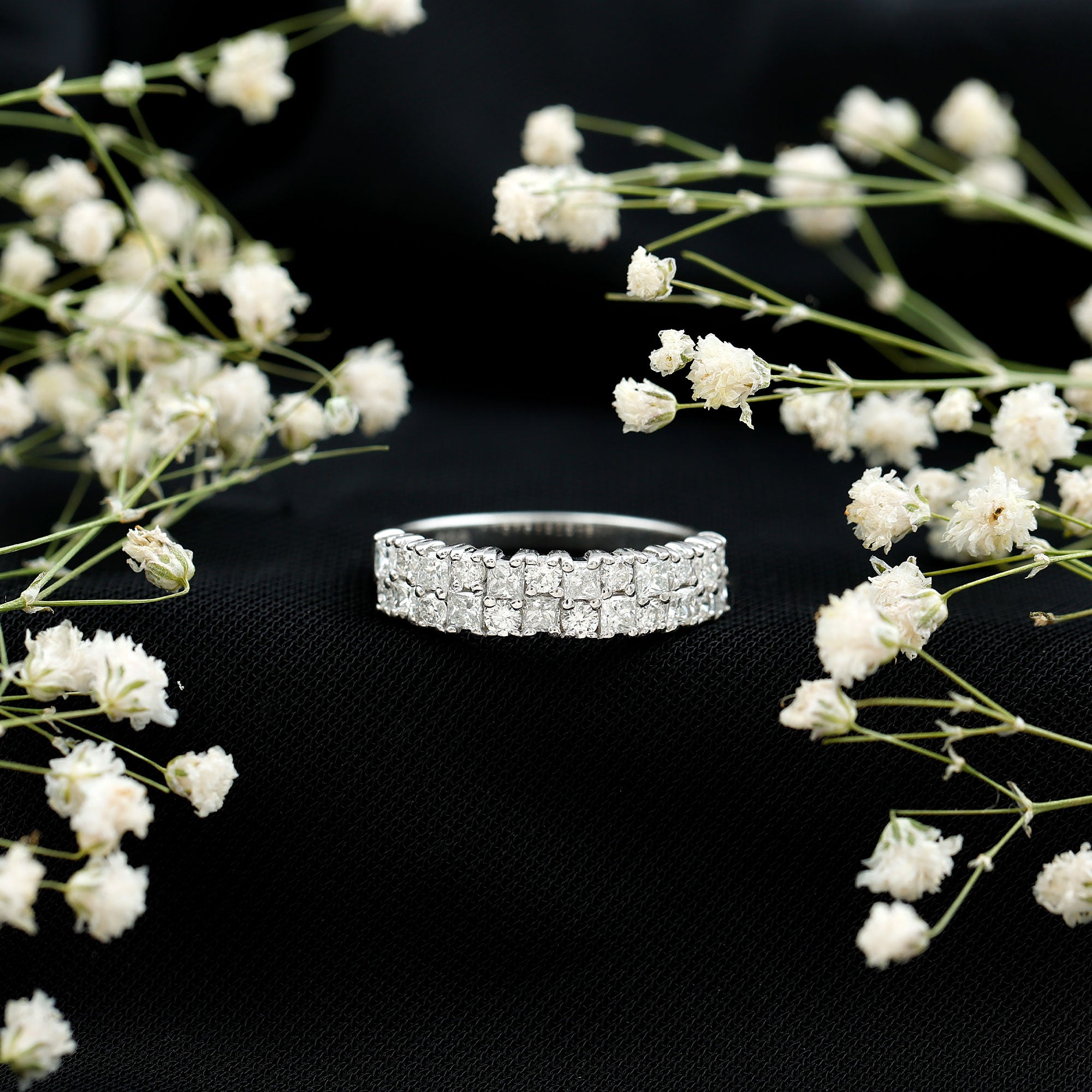 Rosec Jewels-Double Row Moissanite Eternity Wedding Band