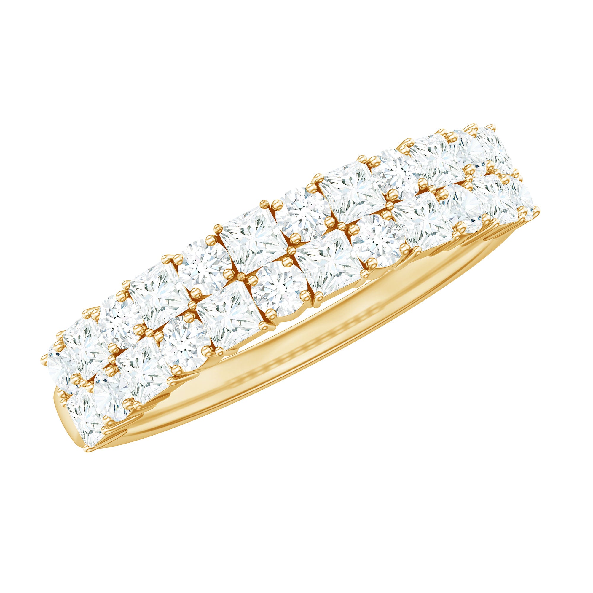 Double Row Moissanite Eternity Wedding Band D-VS1 - Rosec Jewels