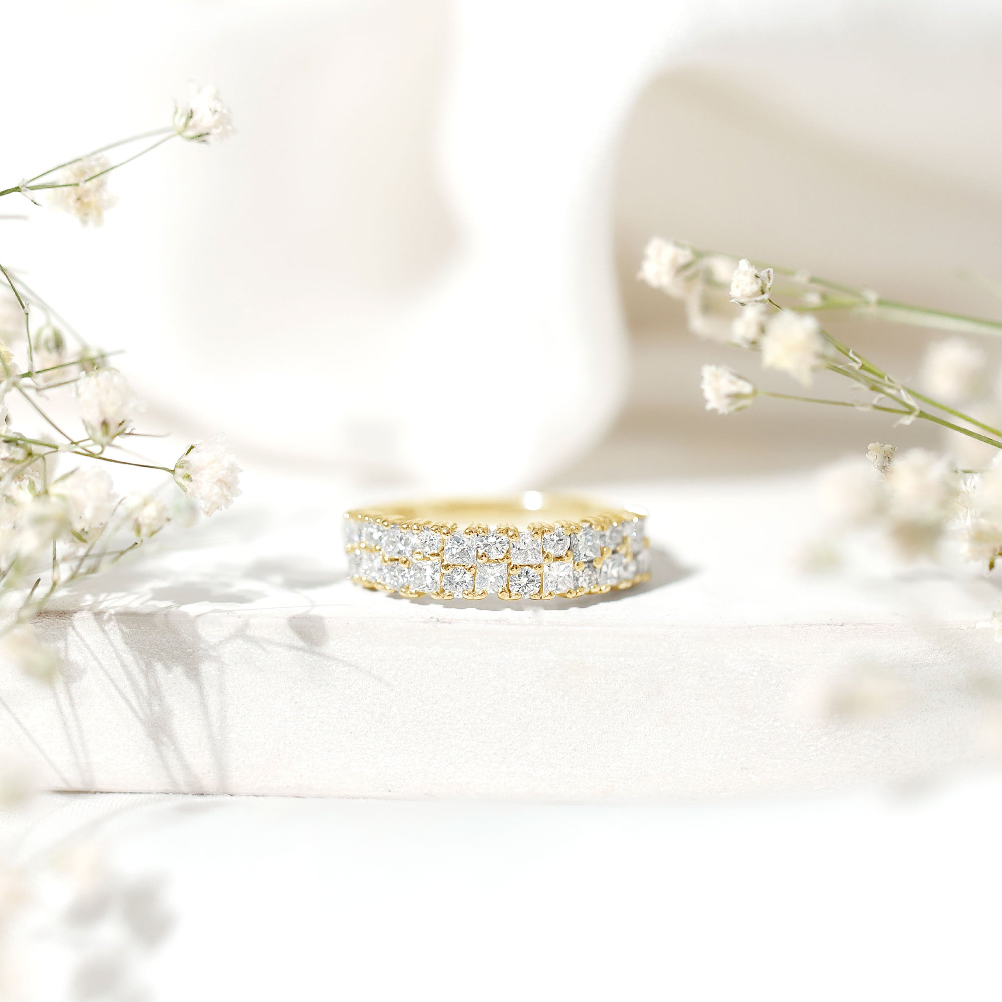 Rosec Jewels-Double Row Moissanite Eternity Wedding Band