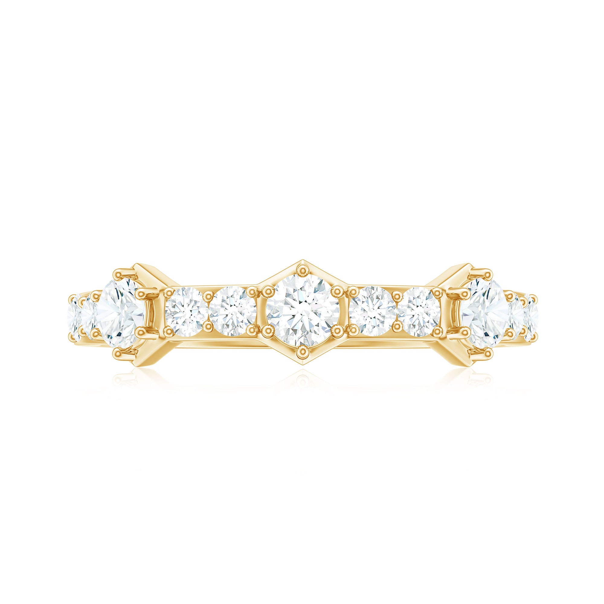 Rosec Jewels-Round Cut Moissanite Half Eternity Band Ring