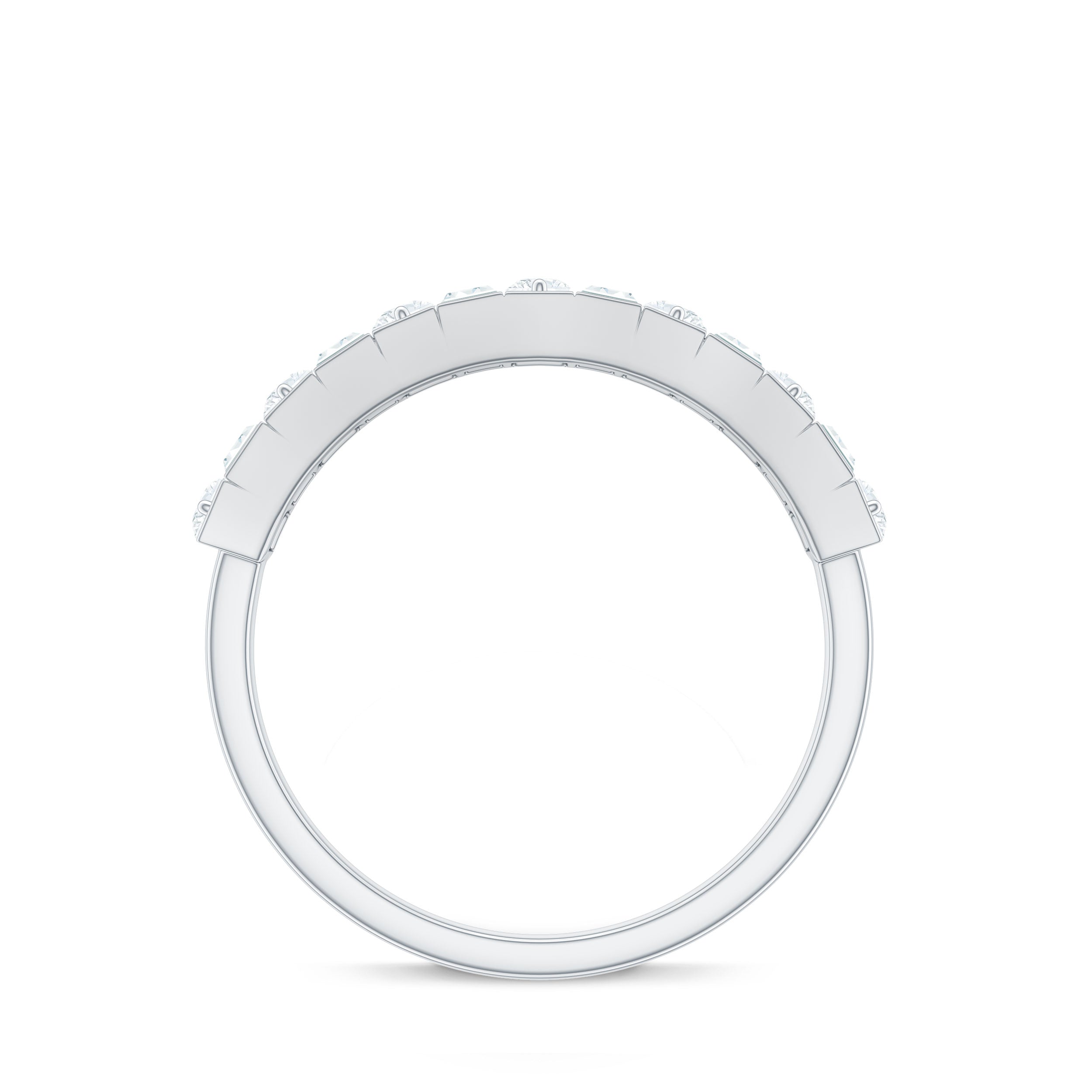 Baguette and Round Cut Moissanite Stackable Eternity Band D-VS1 - Rosec Jewels