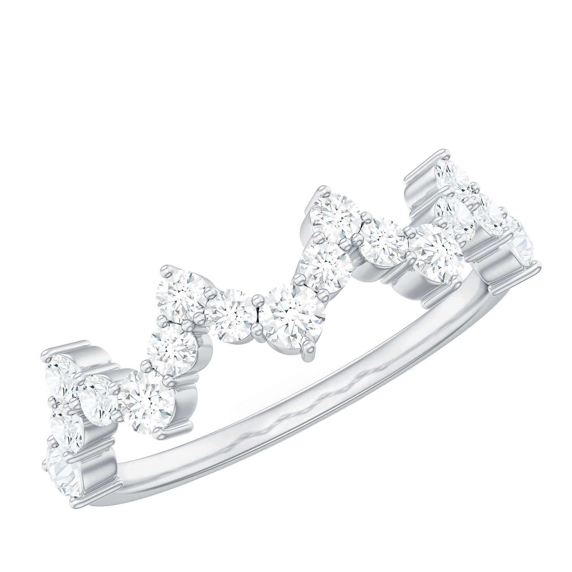 Zig Zag Style Moissanite Half Eternity Band Ring