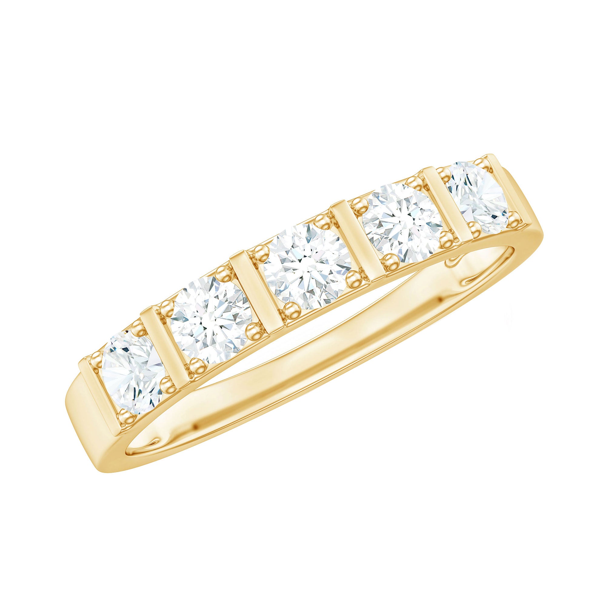 Round Cut Certified Moissanite Five Stone Anniversary Band for Men D-VS1 - Rosec Jewels