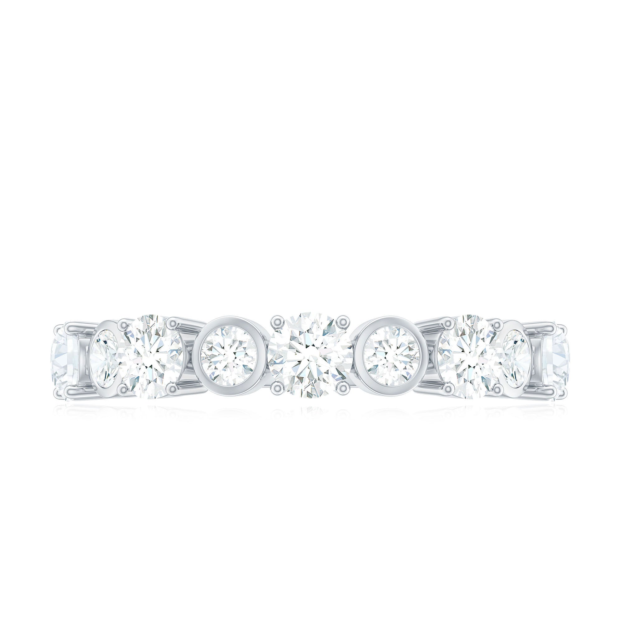 Certified Round Cut Moissanite Half Eternity Band Ring D-VS1 - Rosec Jewels