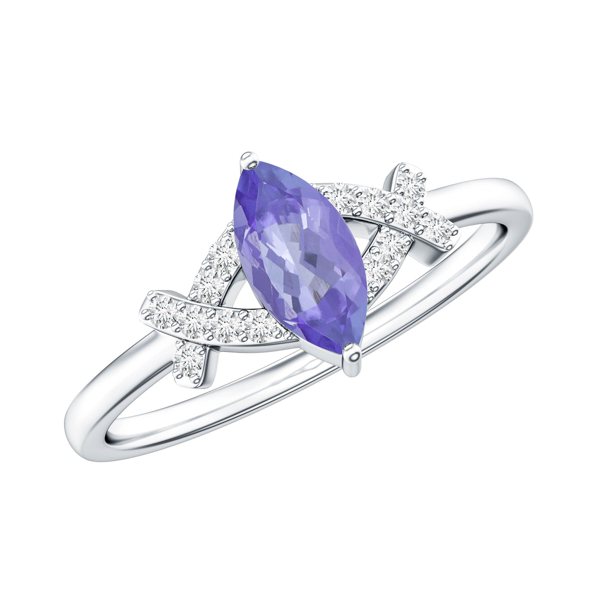 Natural Marquise Tanzanite Diamond Promise Ring for Engagement