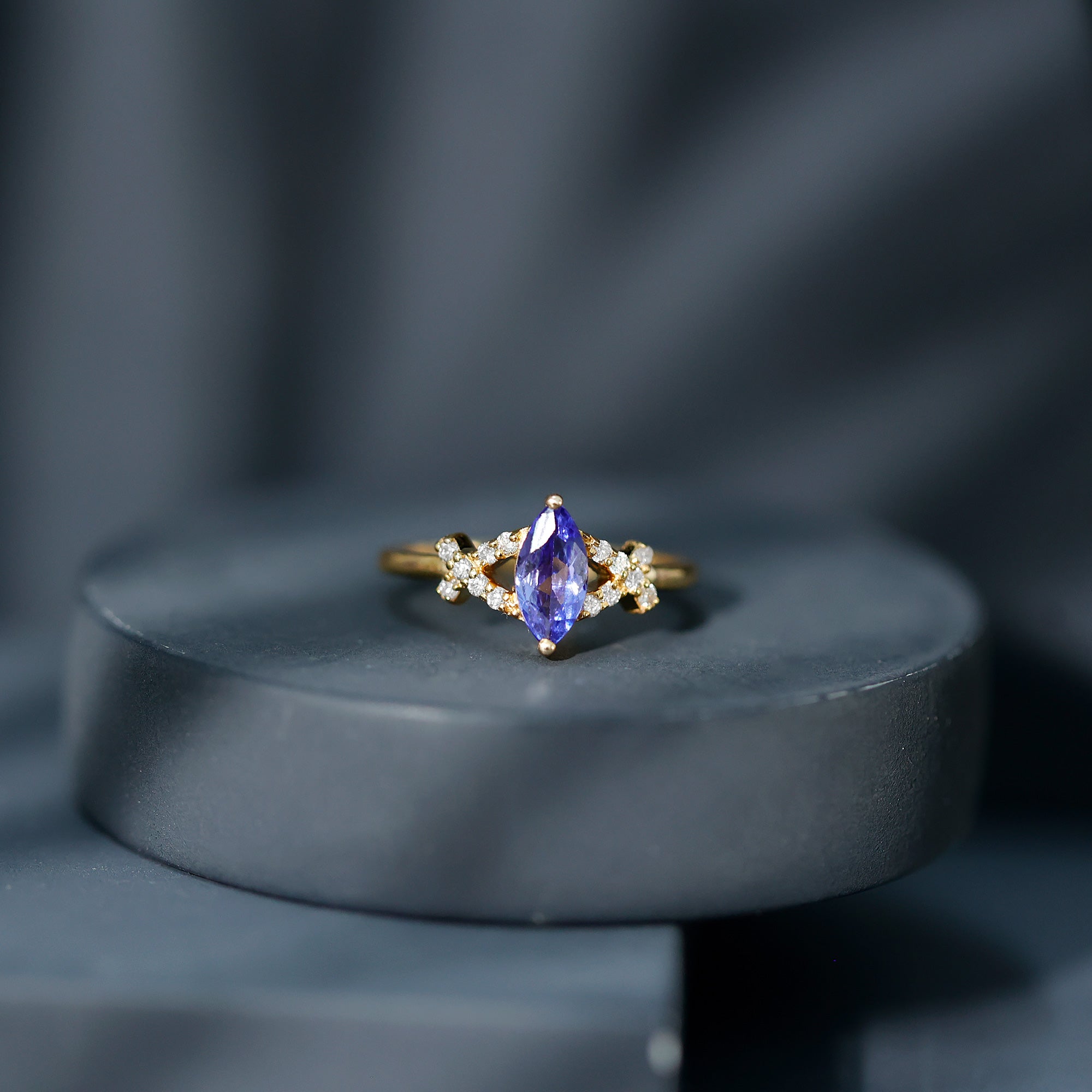 Natural Marquise Tanzanite Diamond Promise Ring for Engagement AAA - Rosec Jewels