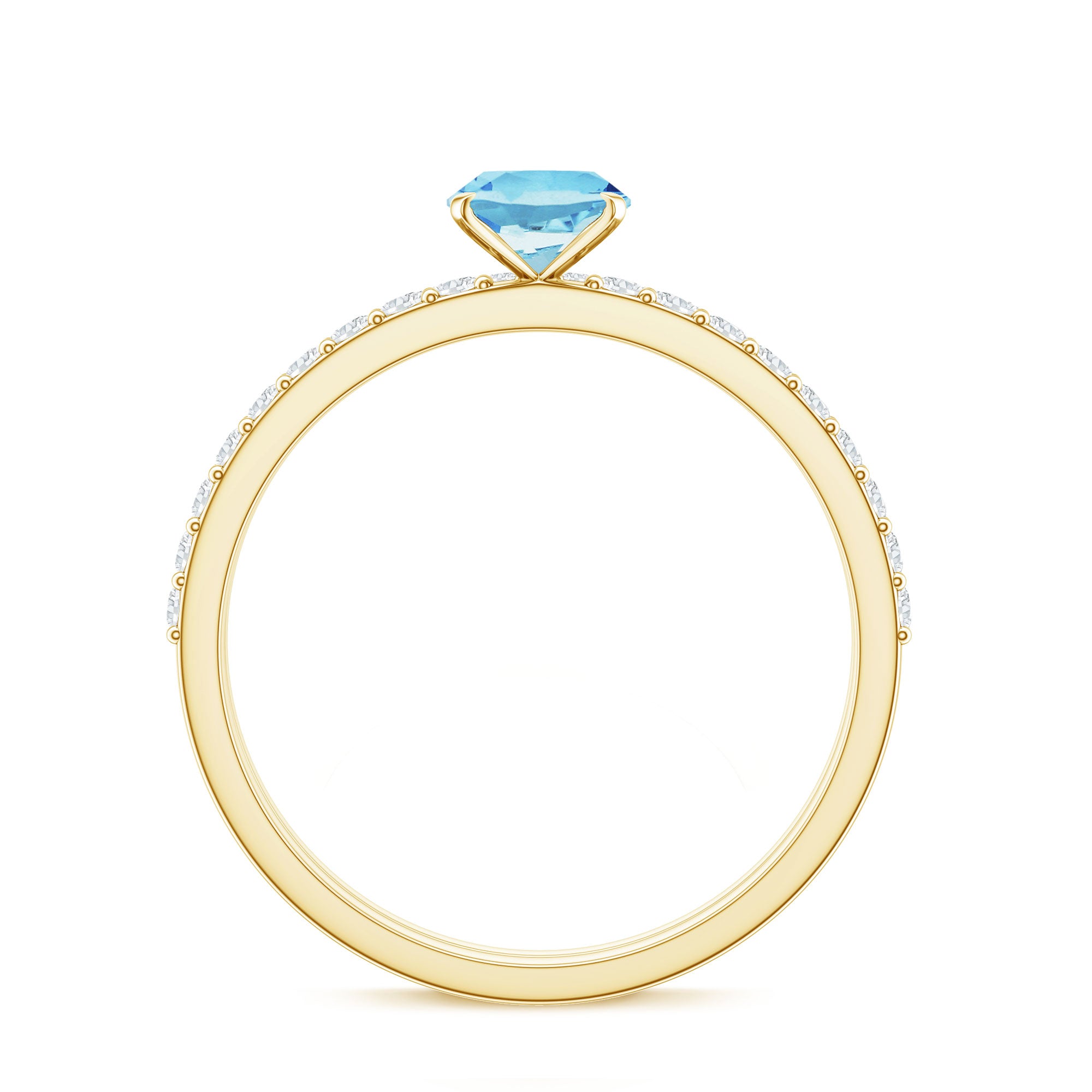 Natural Aquamarine Diamond Oval Engagement Ring with Wedding Band AAA - Rosec Jewels