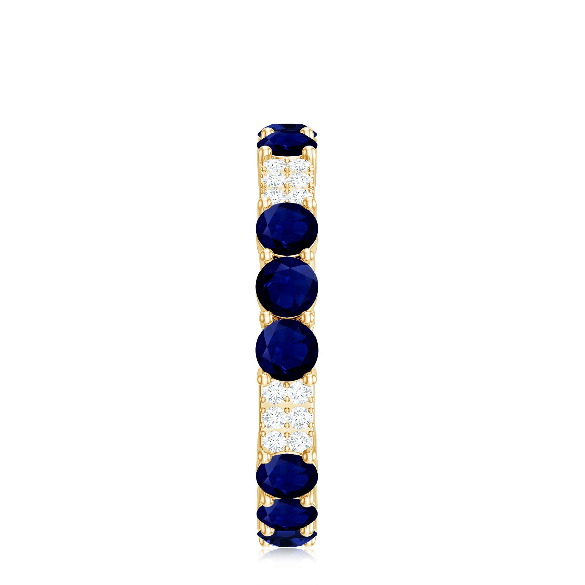 Natural Blue Sapphire and Diamond Eternity Wedding Band AAA - Rosec Jewels