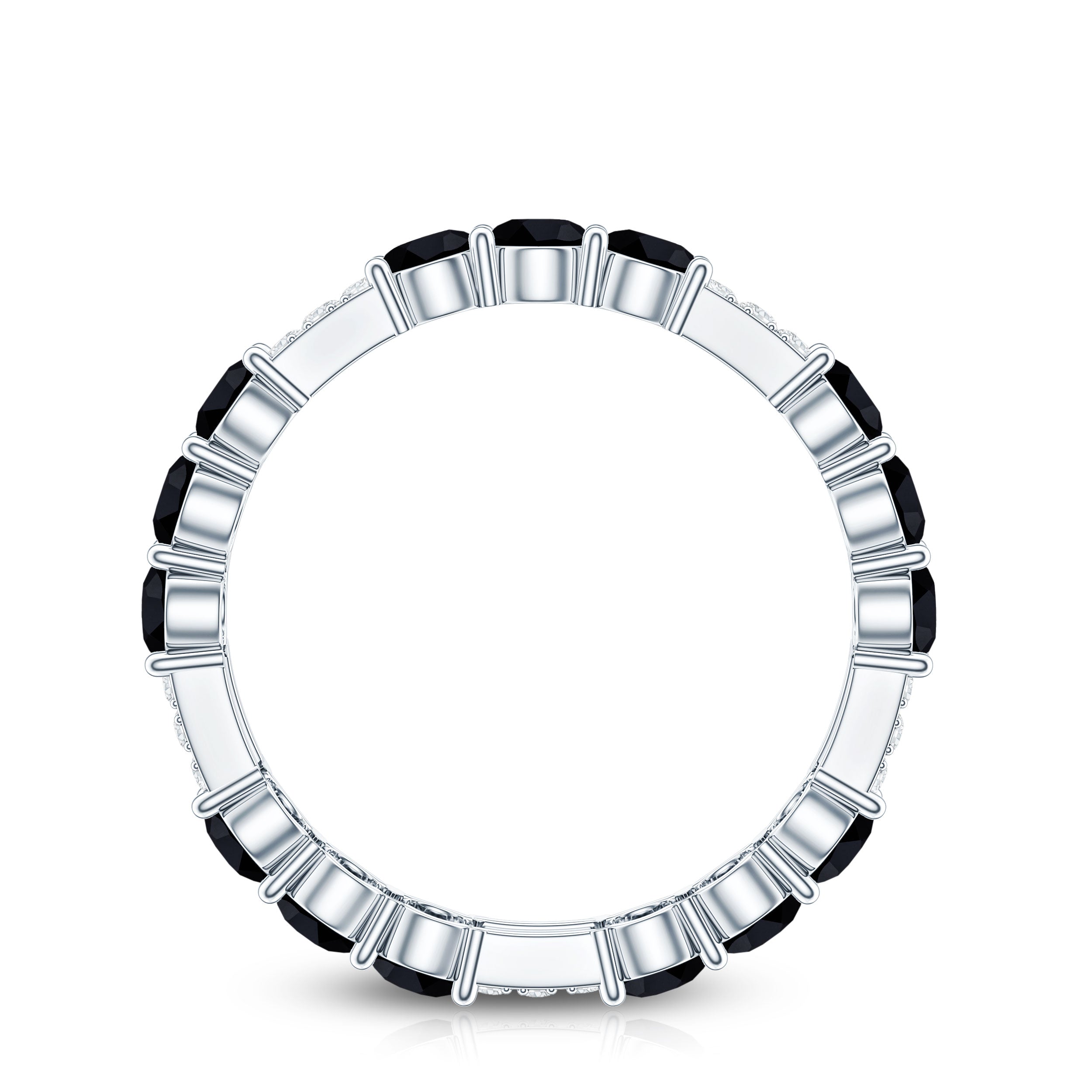Certified Lab Grown Black and White Diamond Wedding Eternity Ring AAAA ( Synthetic ) - Rosec Jewels