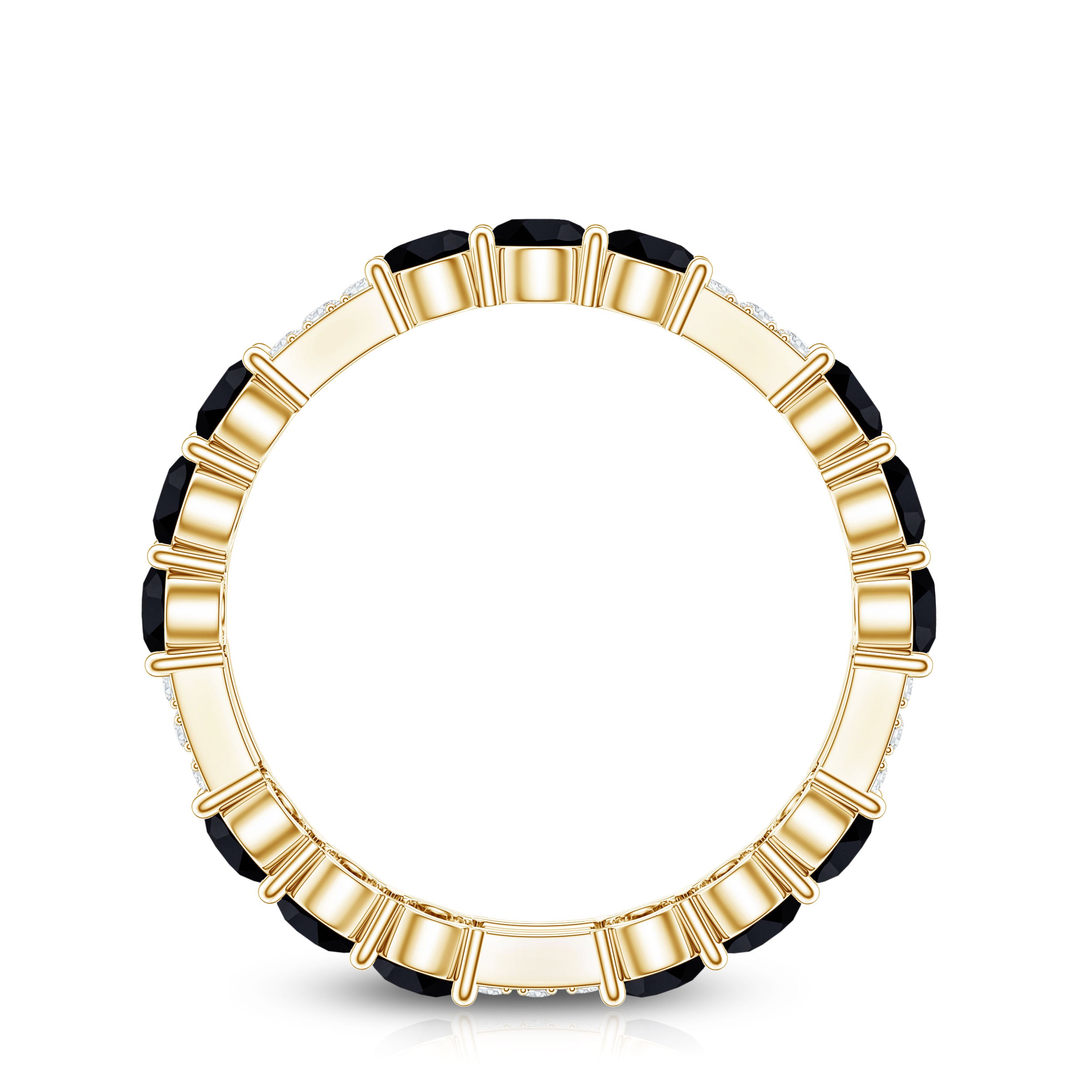Certified Lab Grown Black and White Diamond Wedding Eternity Ring AAAA ( Synthetic ) - Rosec Jewels