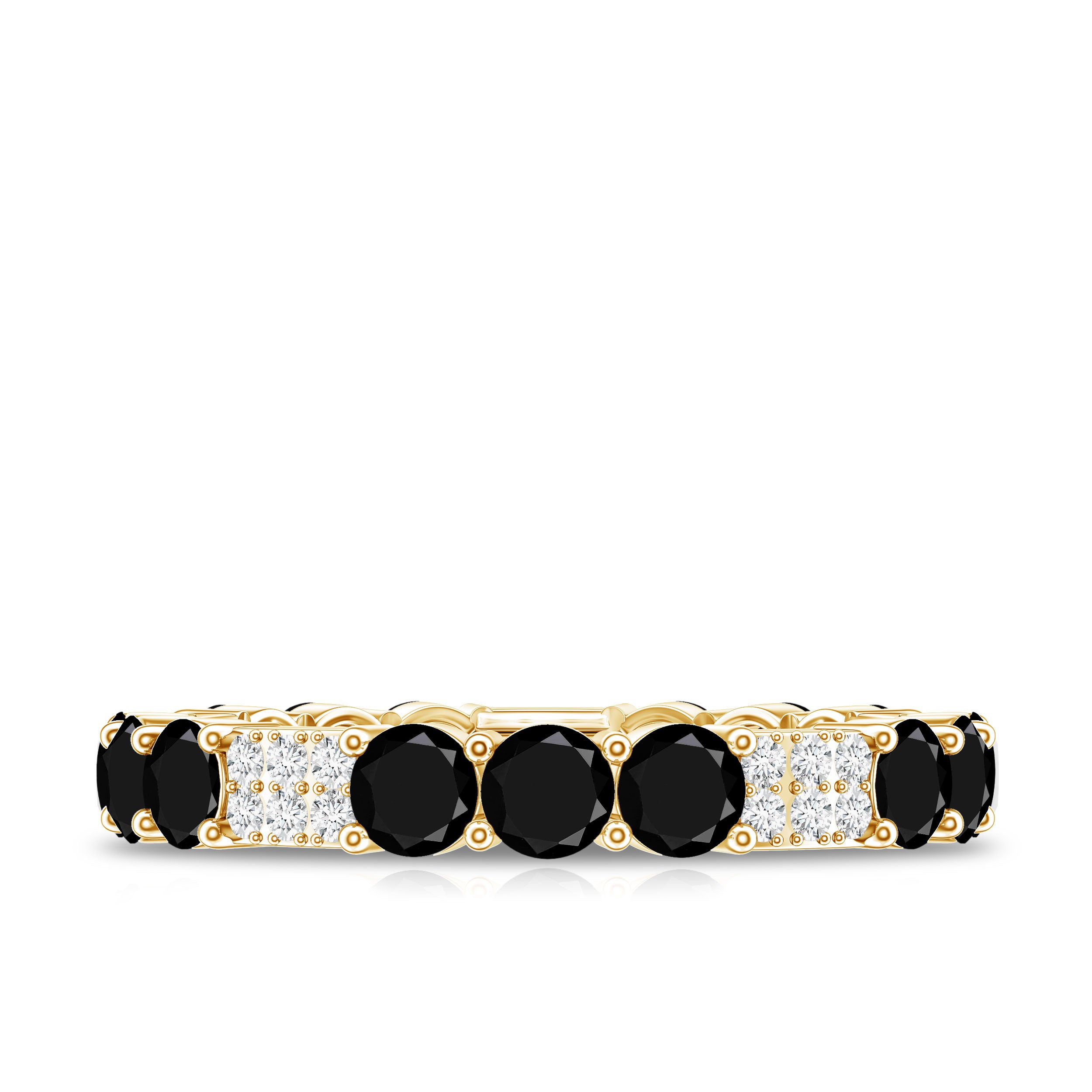 Certified Lab Grown Black and White Diamond Wedding Eternity Ring AAAA ( Synthetic ) - Rosec Jewels