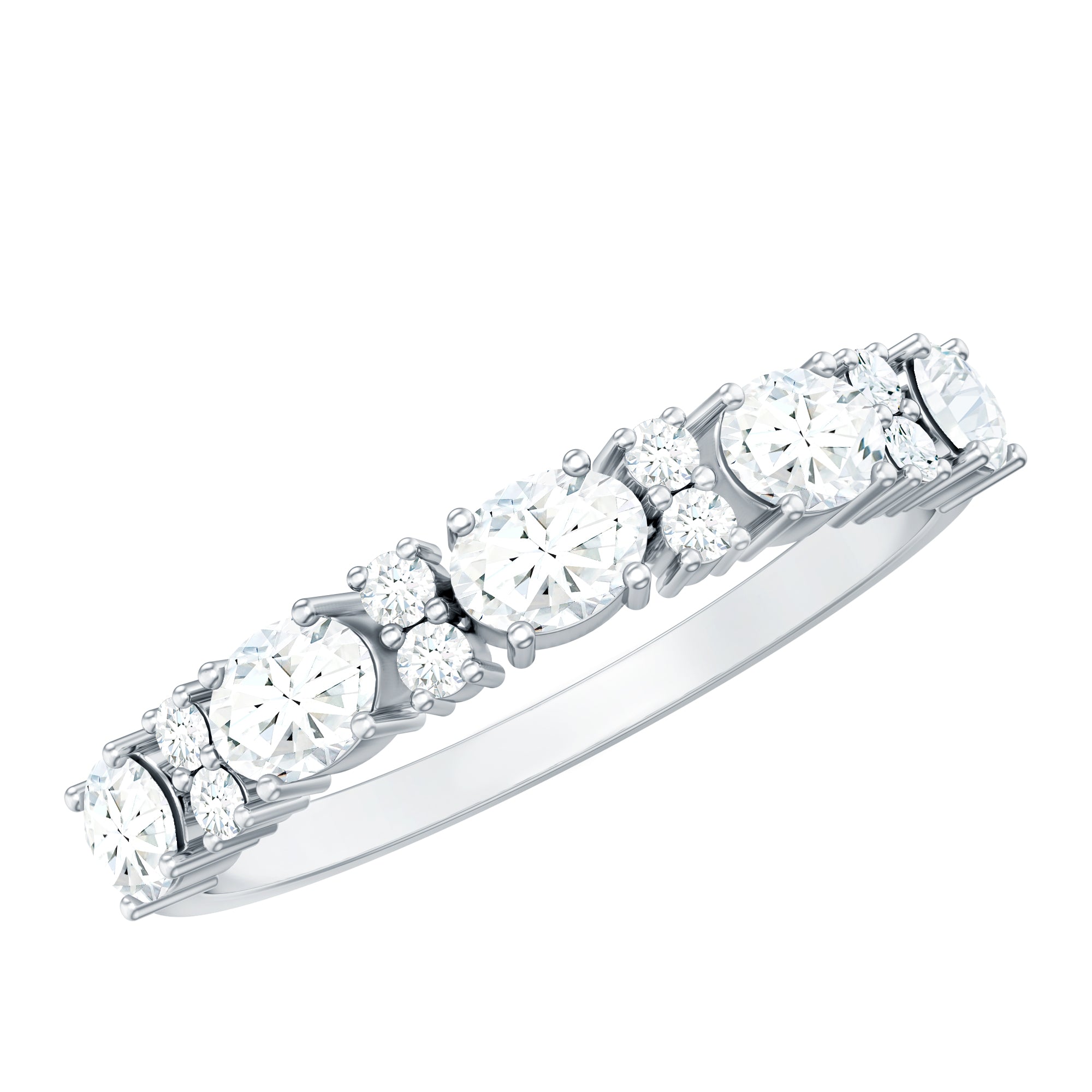 Oval and Round Zircon East West Half Eternity Ring in Gold