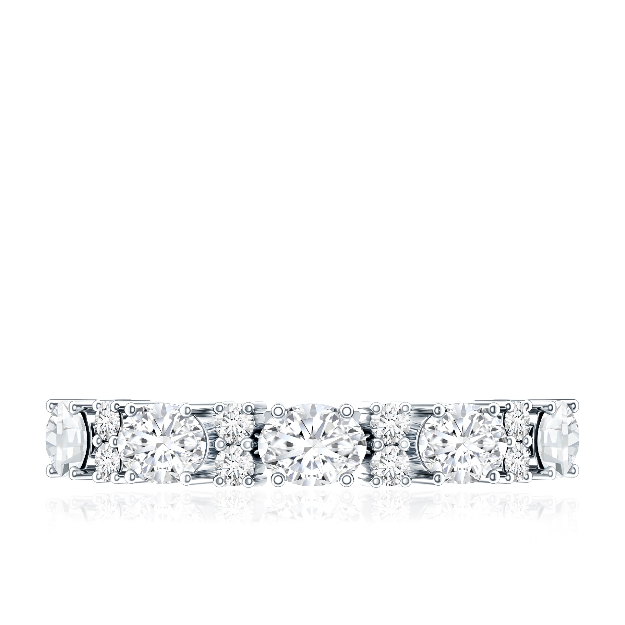 Oval and Round Cubic Zirconia Half Eternity Wedding Band AAAA - Rosec Jewels