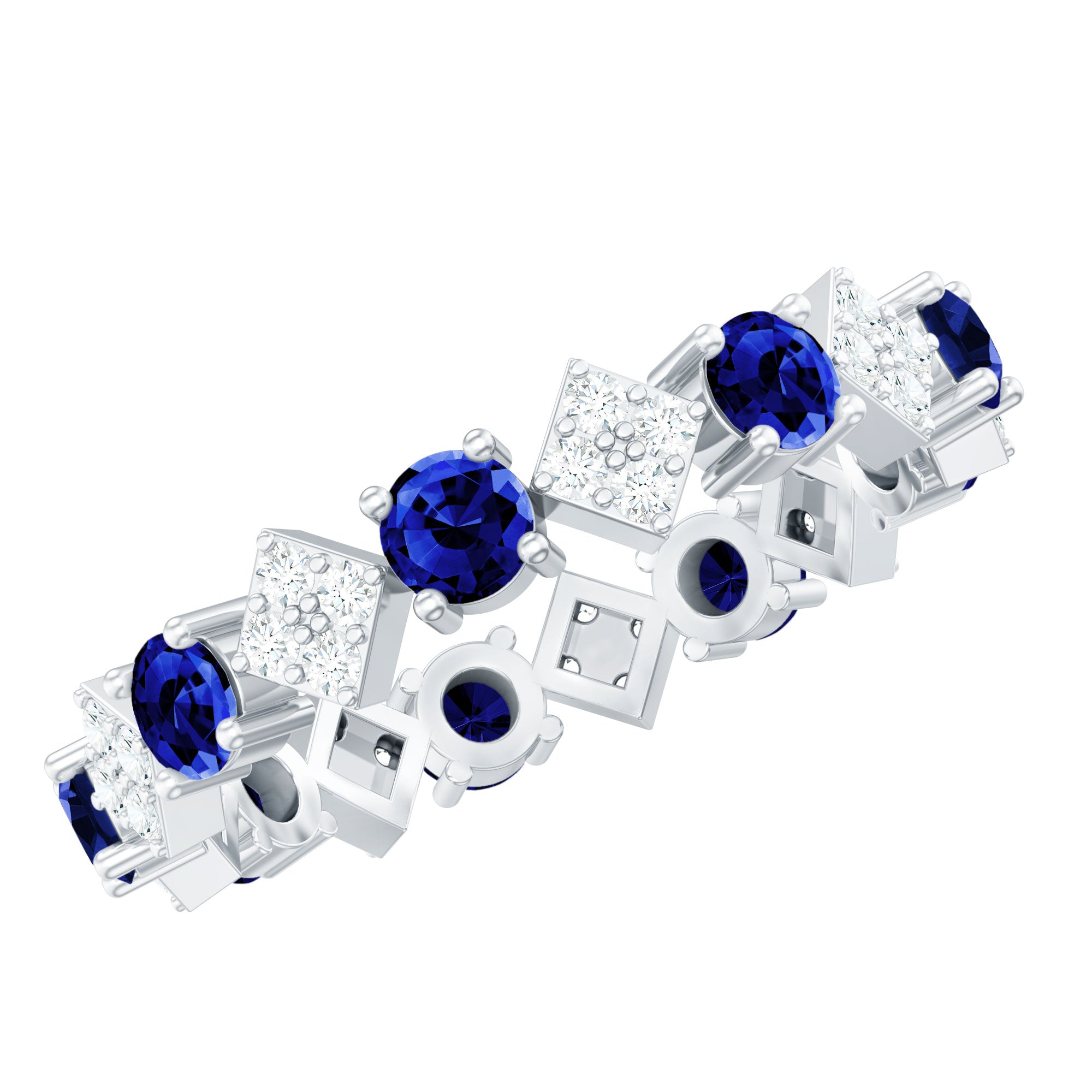Certified Lab-Created Blue Sapphire and Diamond Eternity Band Ring