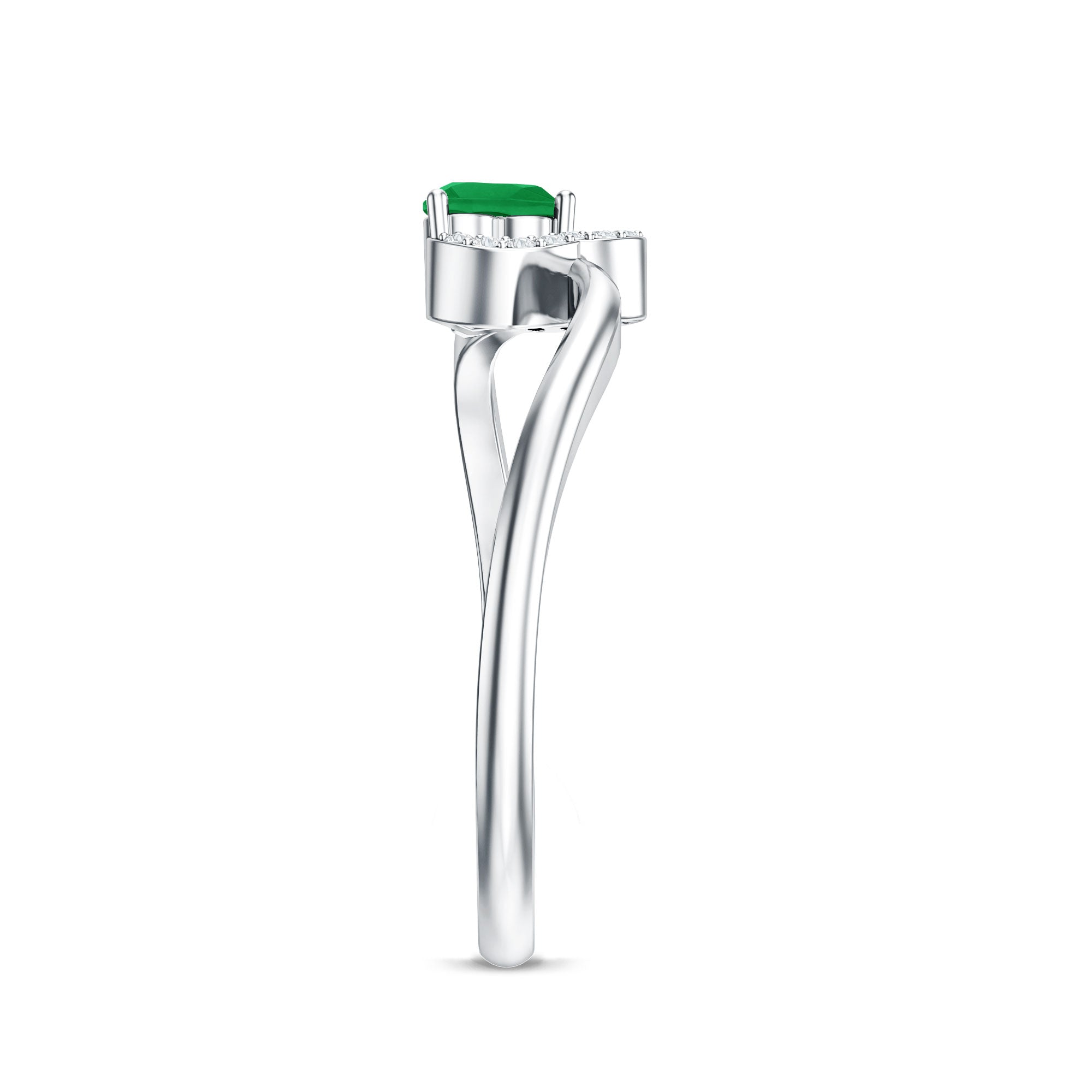 Certified Natural Emerald Heart Promise Ring with Diamond AAA - Rosec Jewels