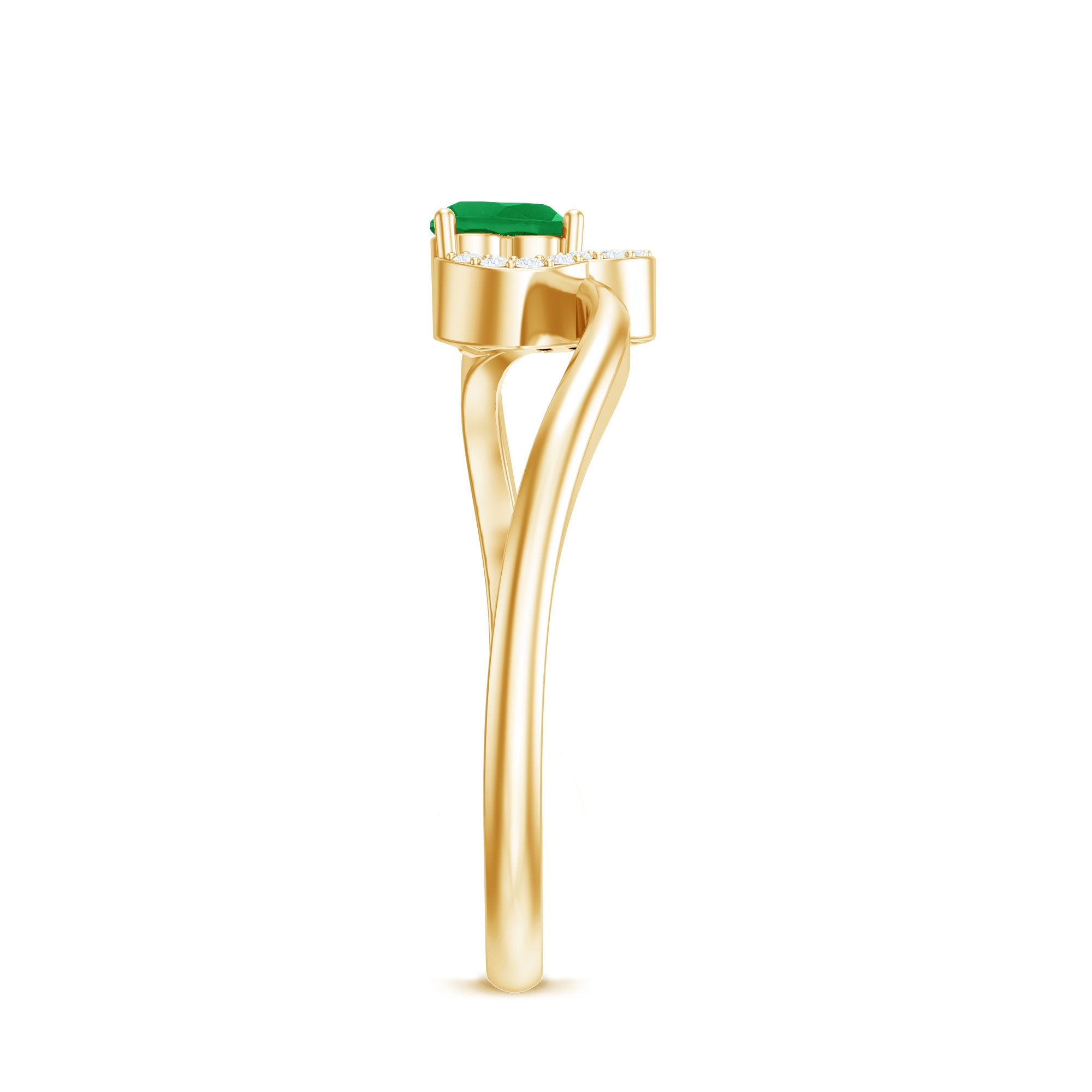 Certified Natural Emerald Heart Promise Ring with Diamond AAA - Rosec Jewels
