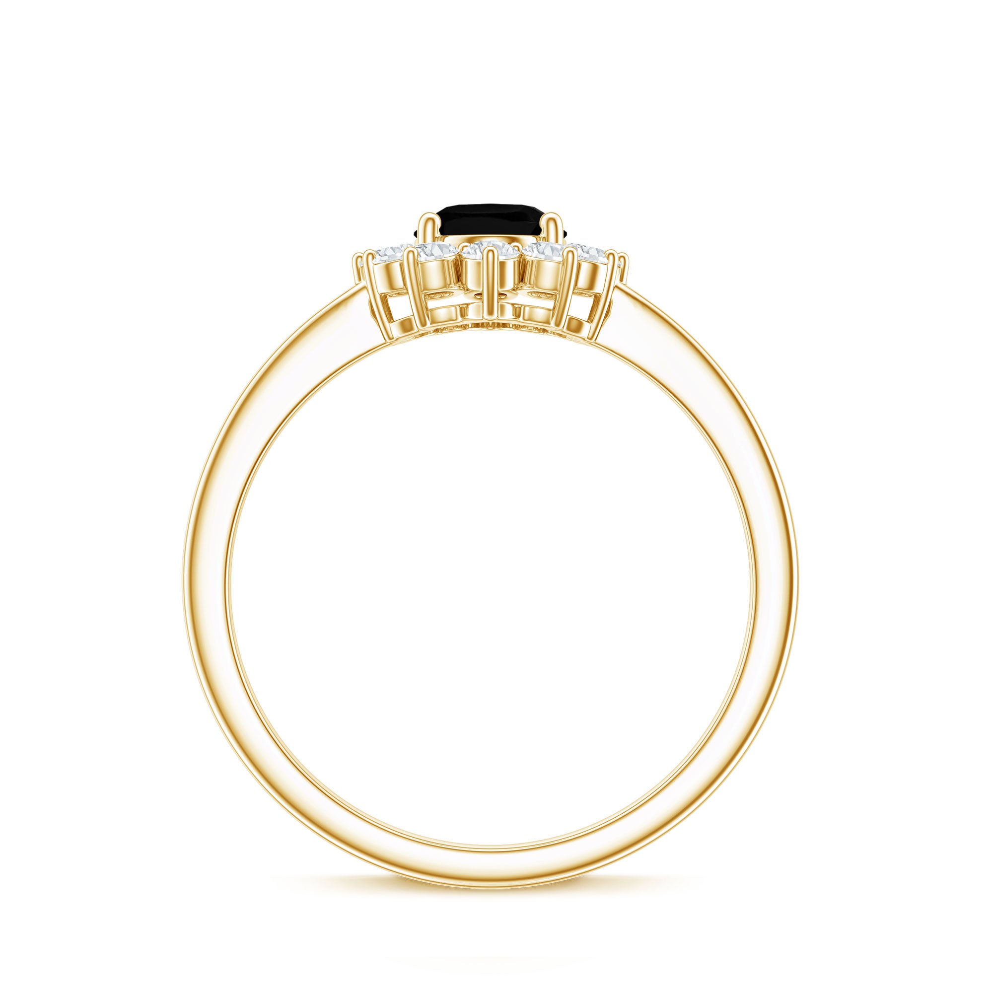 1.9 Carat Lab Grown Black Diamond Oval Engagement Ring with White Diamond Halo AAAA ( Synthetic ) - Rosec Jewels