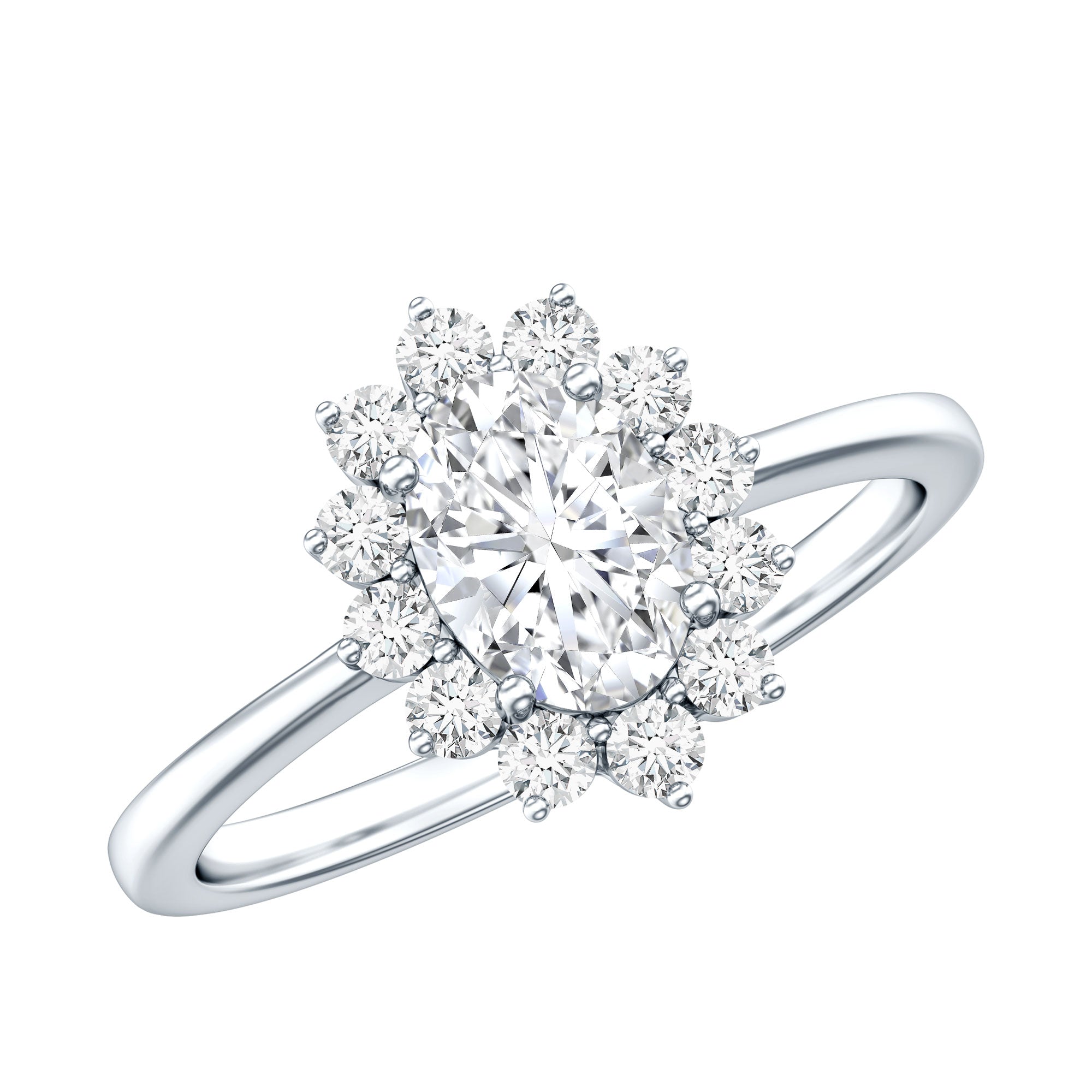 2 CT Princess Diana Inspired Oval Cut Zircon Halo Engagement Ring AAAA - Rosec Jewels
