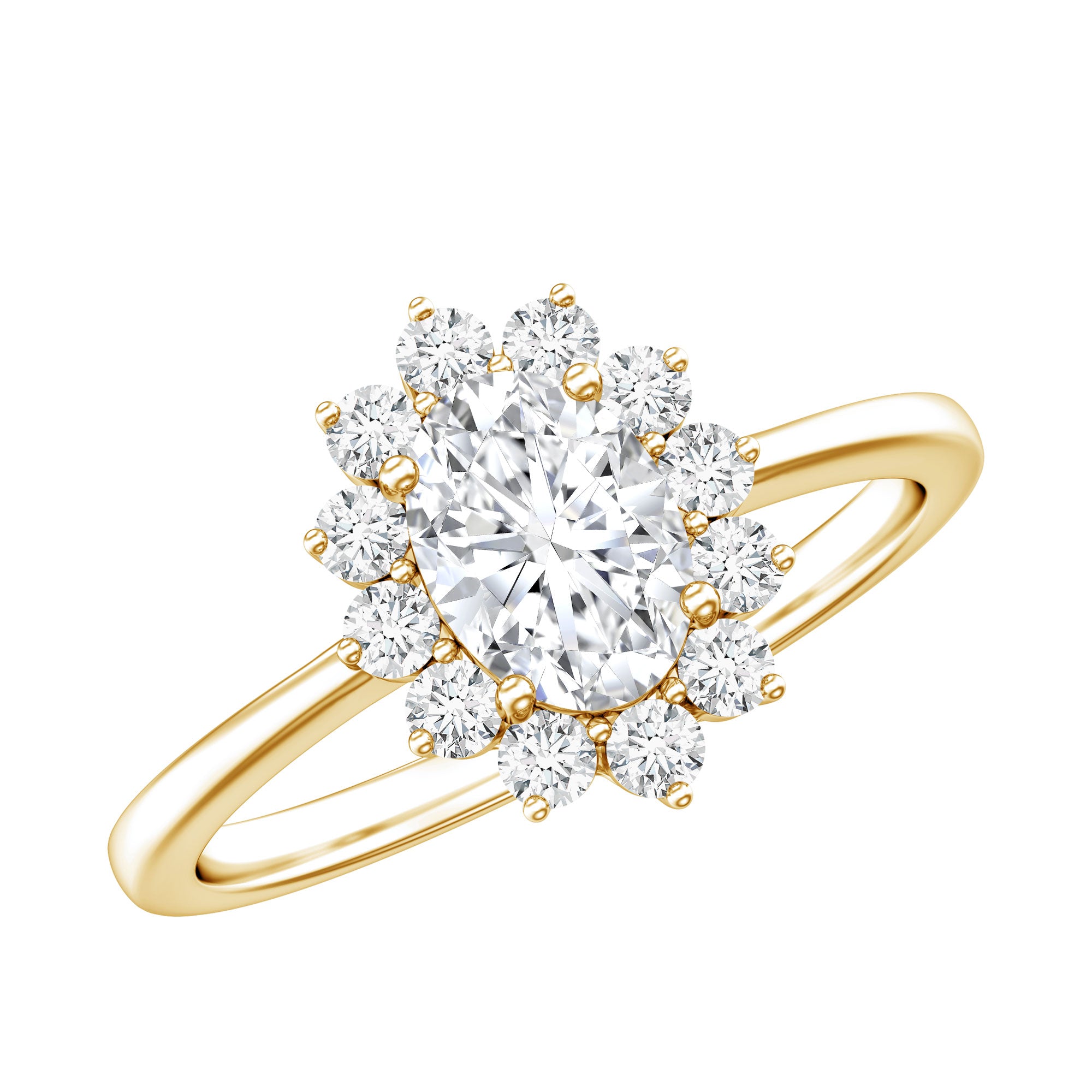 2 CT Princess Diana Inspired Oval Cut Zircon Halo Engagement Ring AAAA - Rosec Jewels
