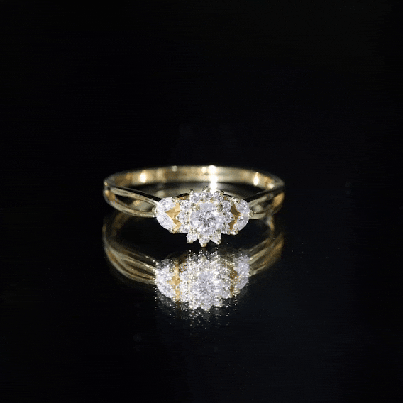 Split Shank Simulated Diamond Flower Engagement Ring AAAA - Rosec Jewels