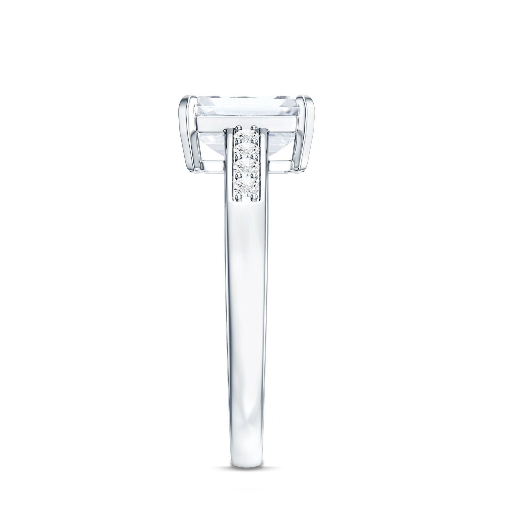 1.8 Carat Emerald Cut Cubic Zirconia Solitaire Engagement Ring AAAA - Rosec Jewels