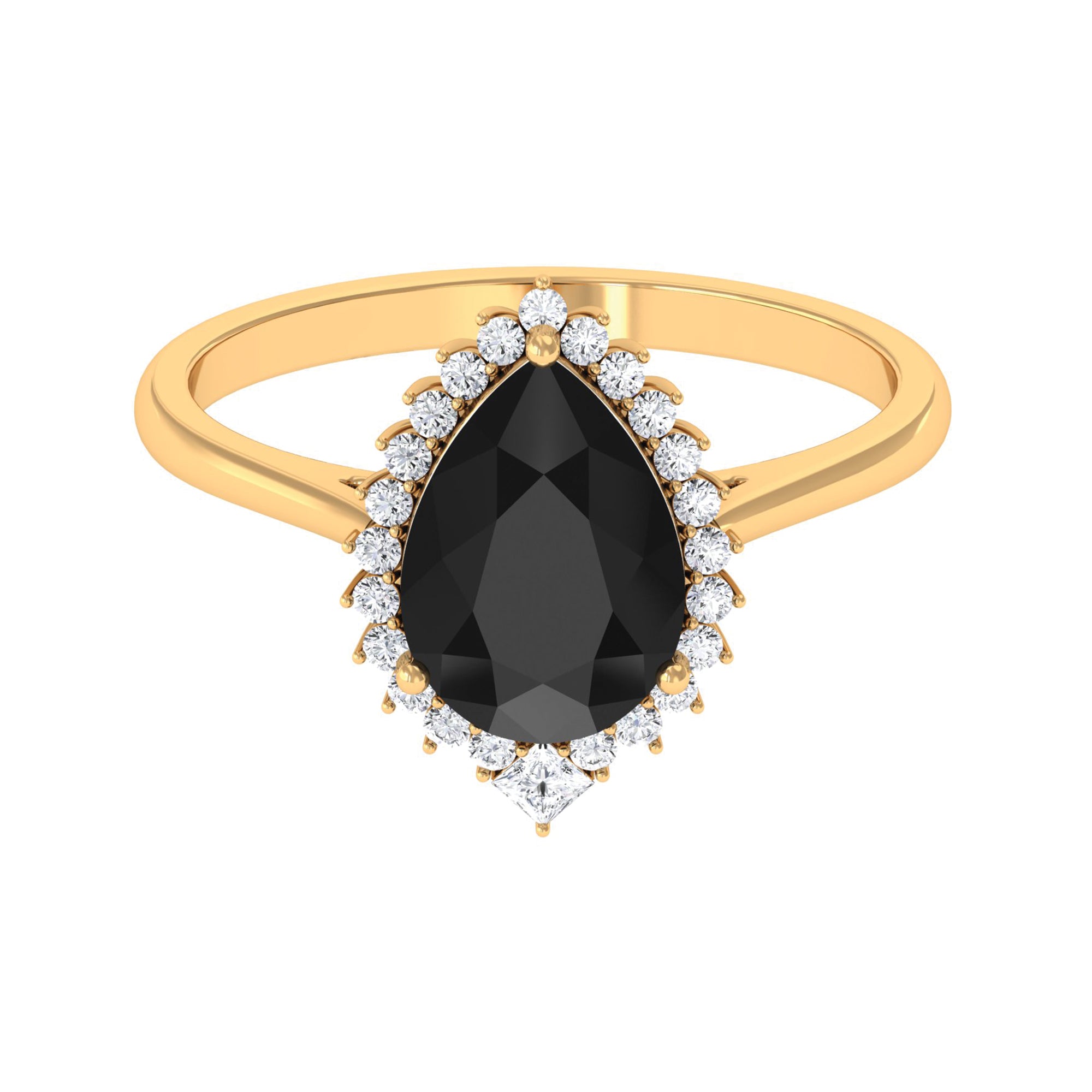 Certified 4.8 Carat Lab Grown Black Diamond Pear Shaped Engagement Ring with White Diamond Halo AAAA ( Synthetic ) - Rosec Jewels