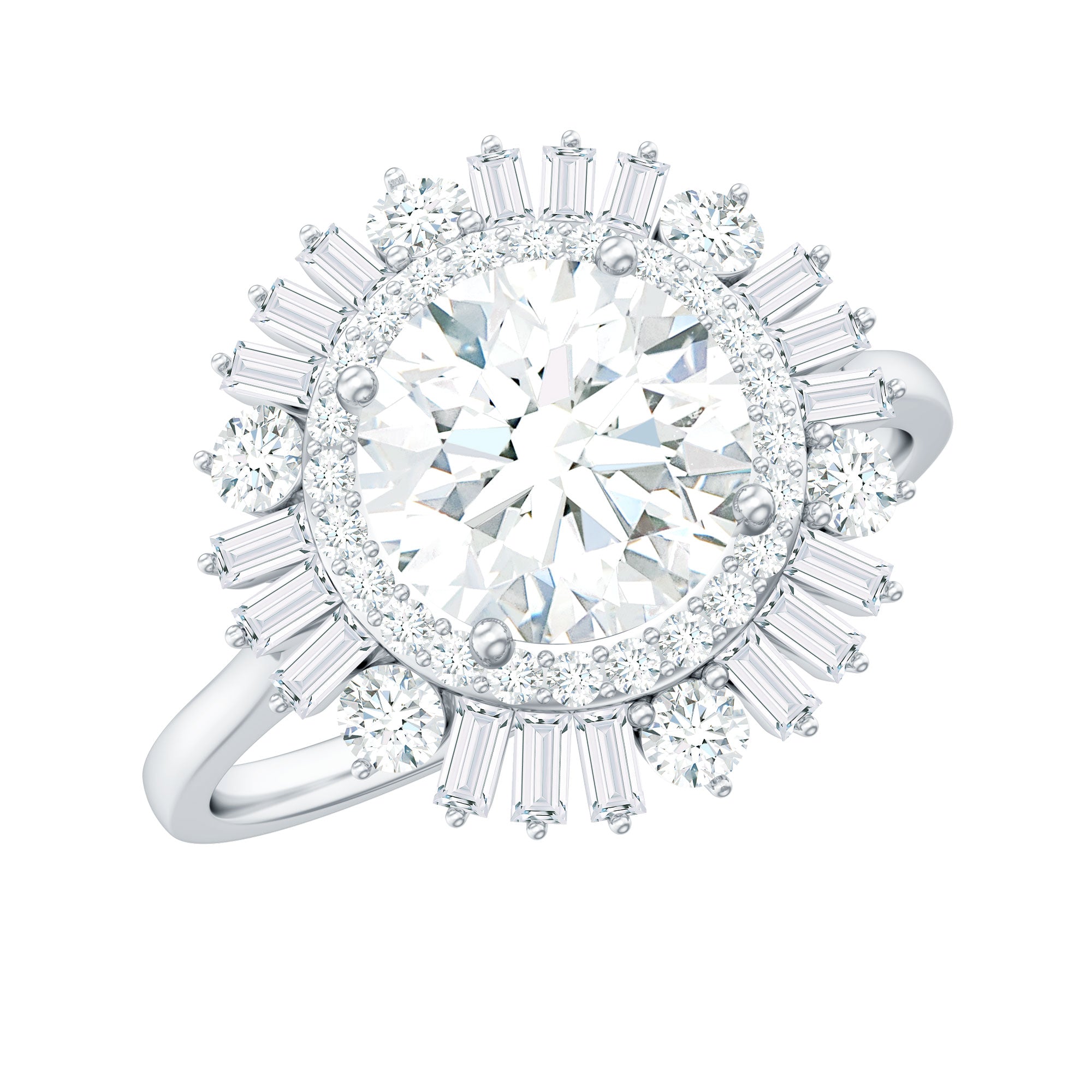1.3 Carat Zircon Cocktail Engagement Ring with Double Halo AAAA - Rosec Jewels